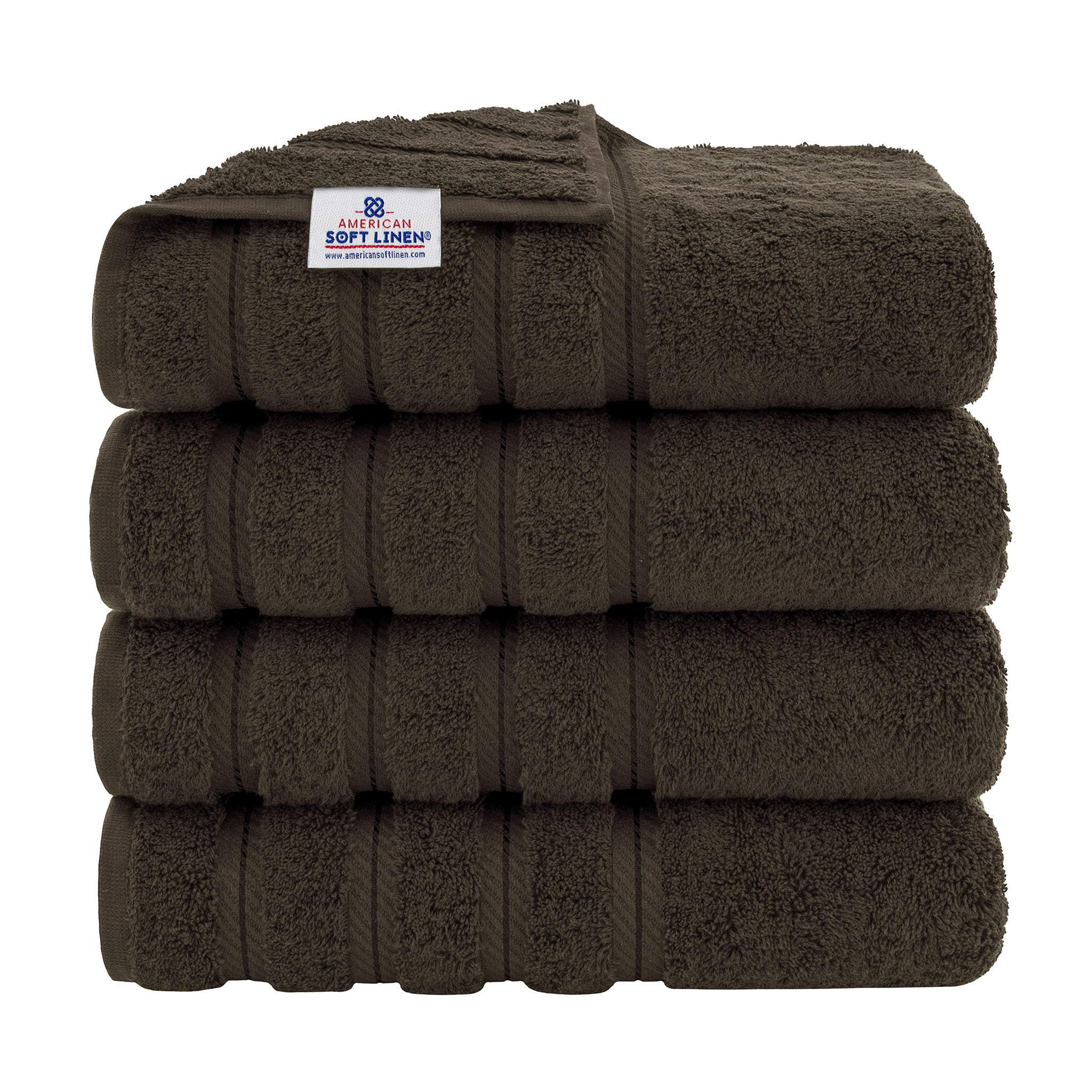 American-softlinen 100% Turkish Cotton 4 Pack Bath Towel Set chocolate-brown-1