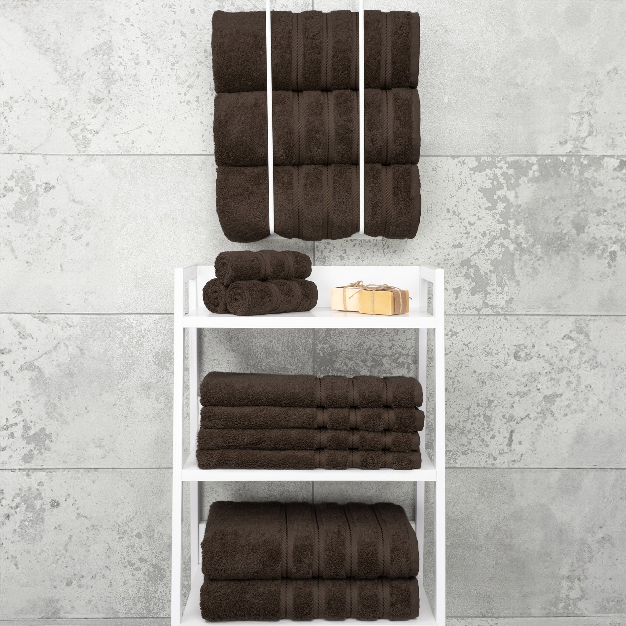 American-softlinen 100% Turkish Cotton 4 Pack Bath Towel Set chocolate-brown-7