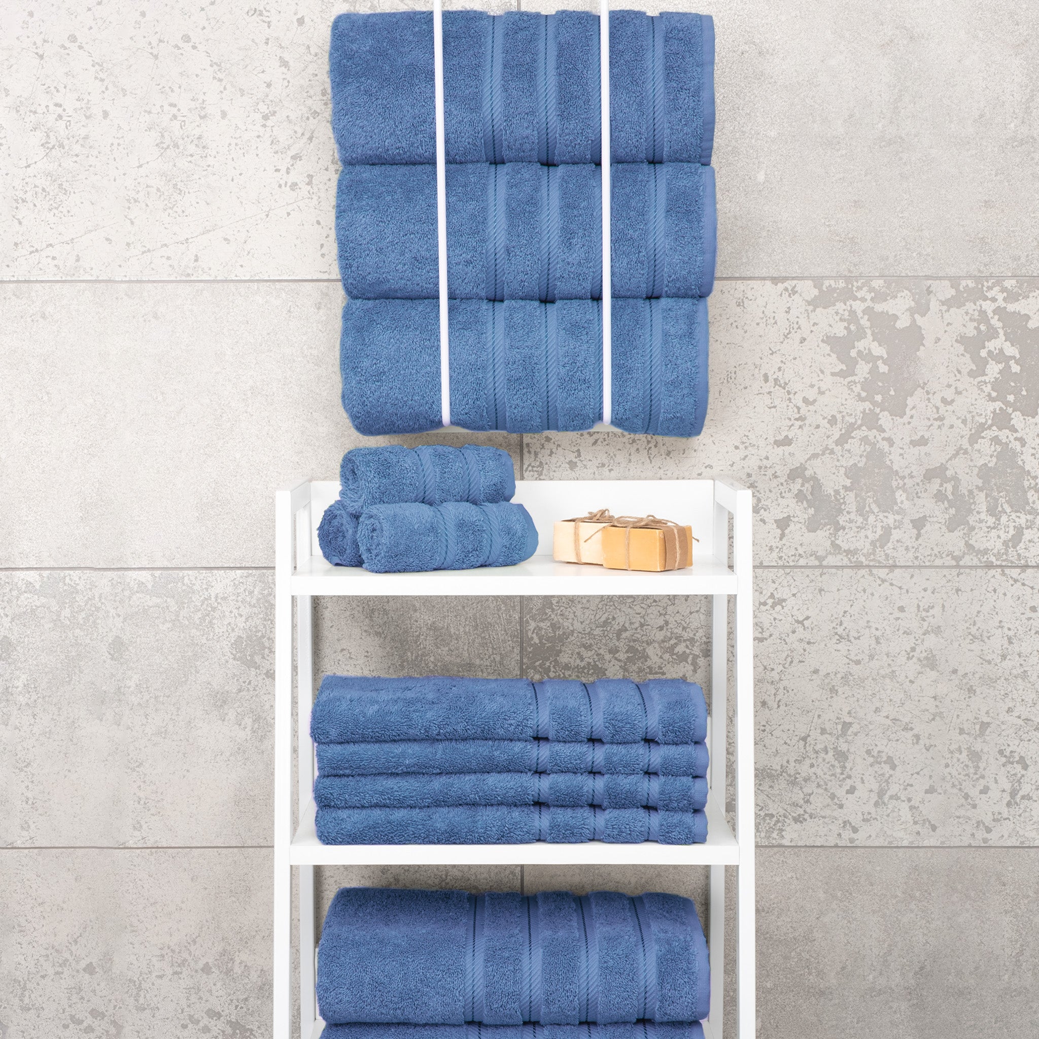 American-softlinen 100% Turkish Cotton 4 Pack Bath Towel Set electric-blue-7