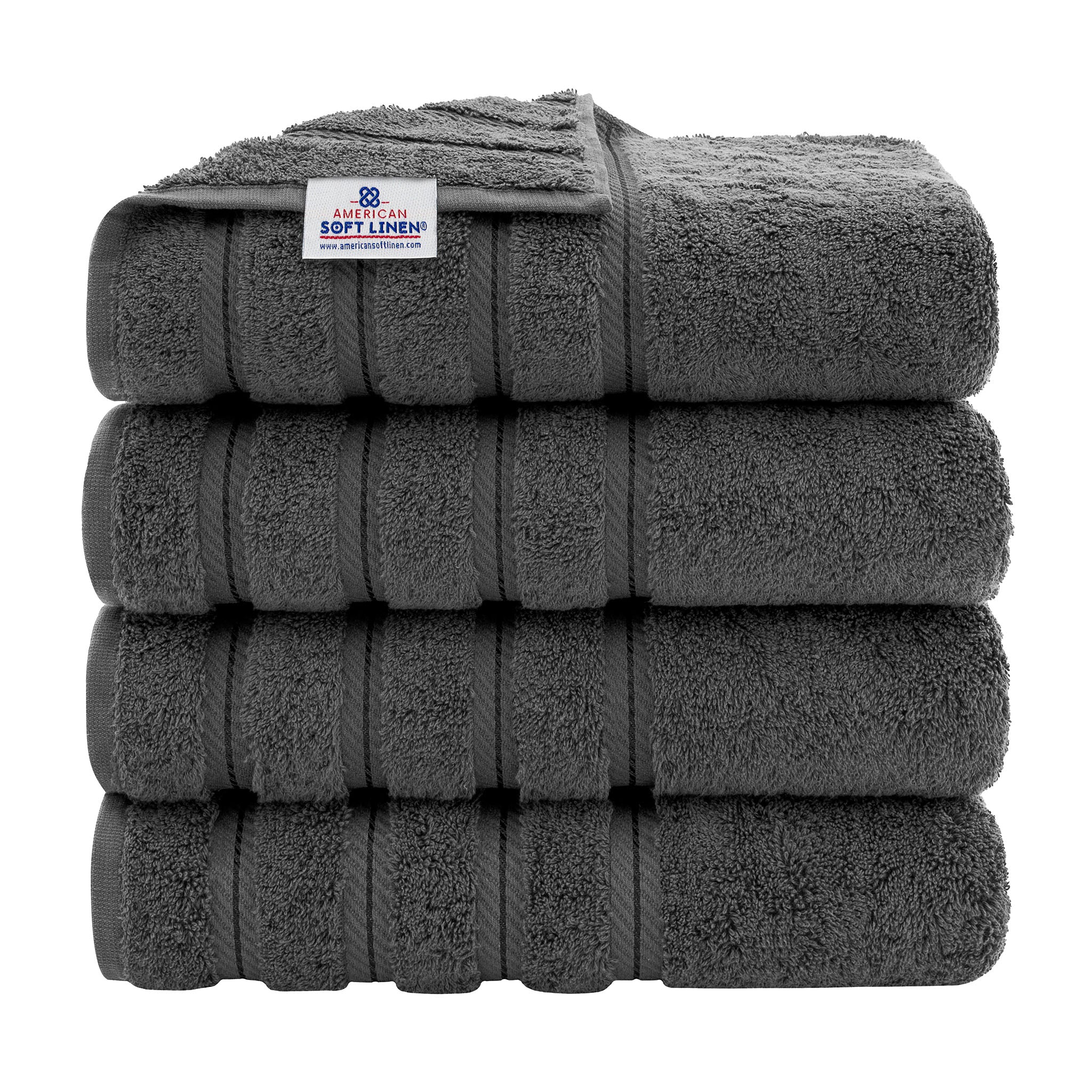 American-softlinen 100% Turkish Cotton 4 Pack Bath Towel Set gray-1