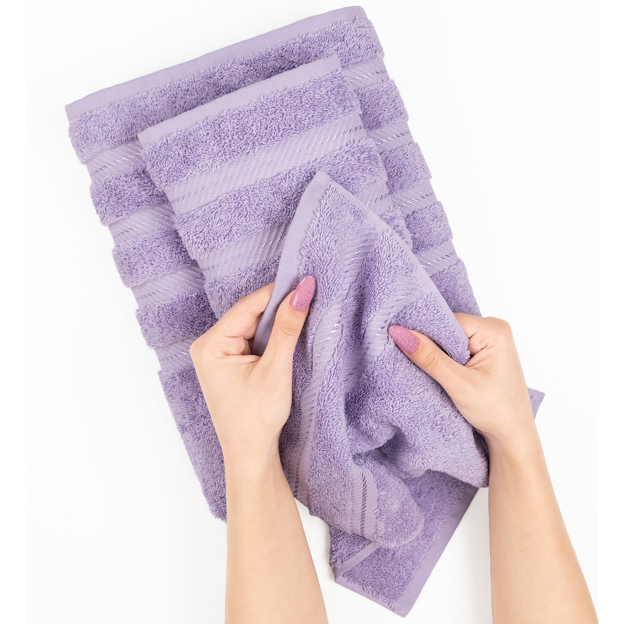 American-softlinen 100% Turkish Cotton 4 Pack Bath Towel Set lilac-5