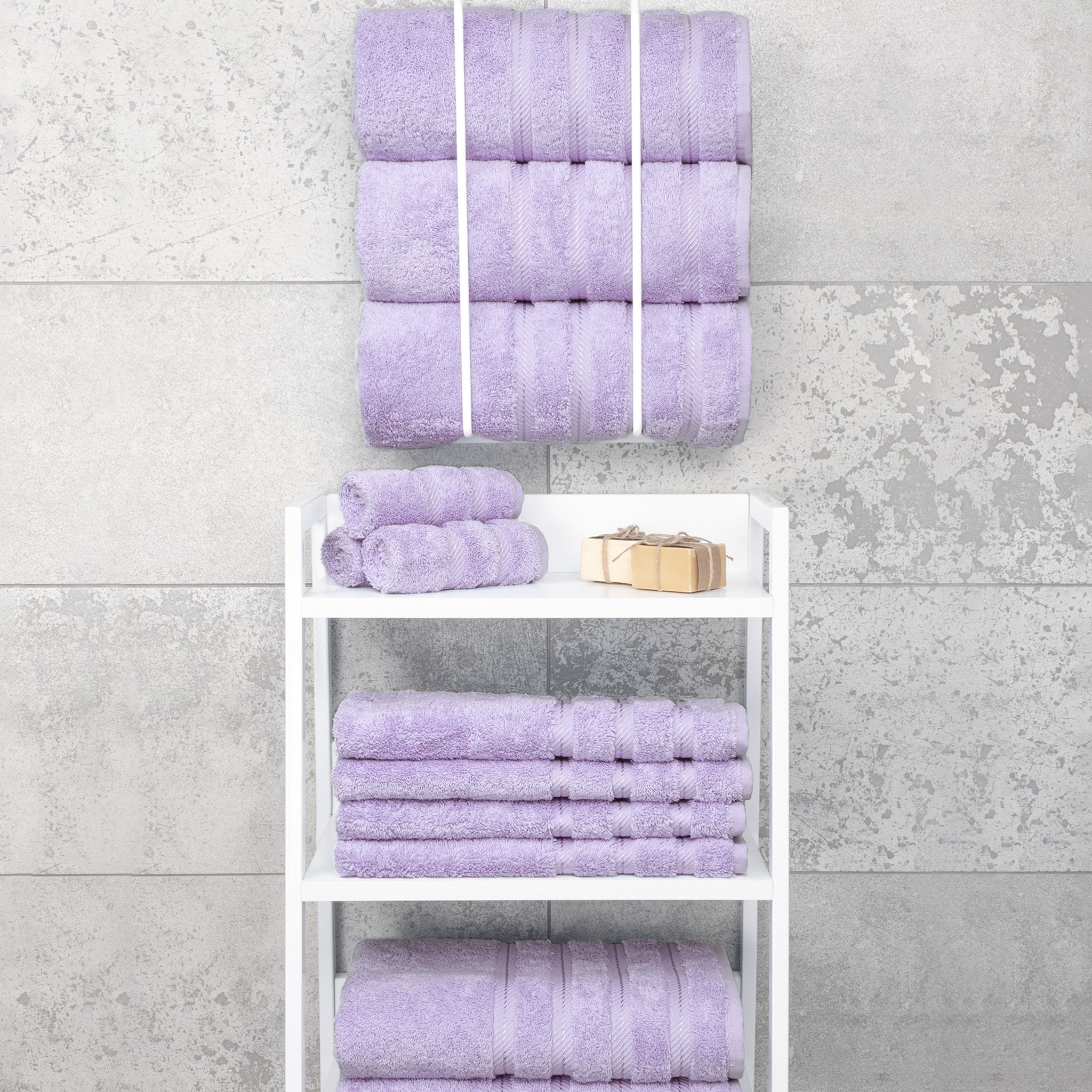American-softlinen 100% Turkish Cotton 4 Pack Bath Towel Set lilac-7