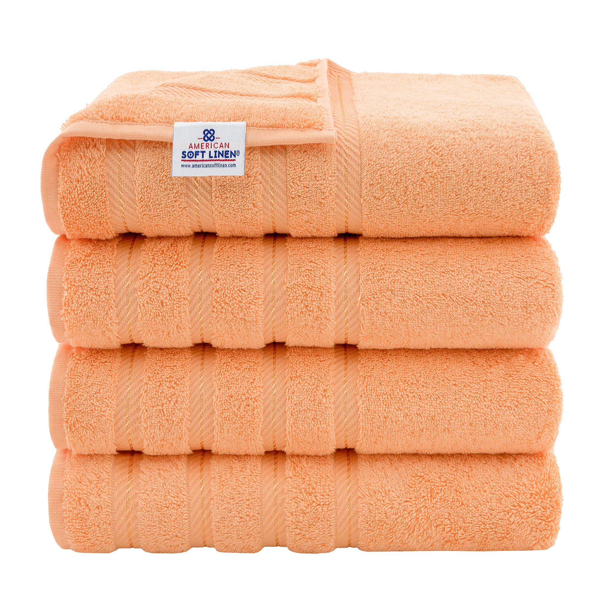 American-softlinen 100% Turkish Cotton 4 Pack Bath Towel Set malibu-peach-1