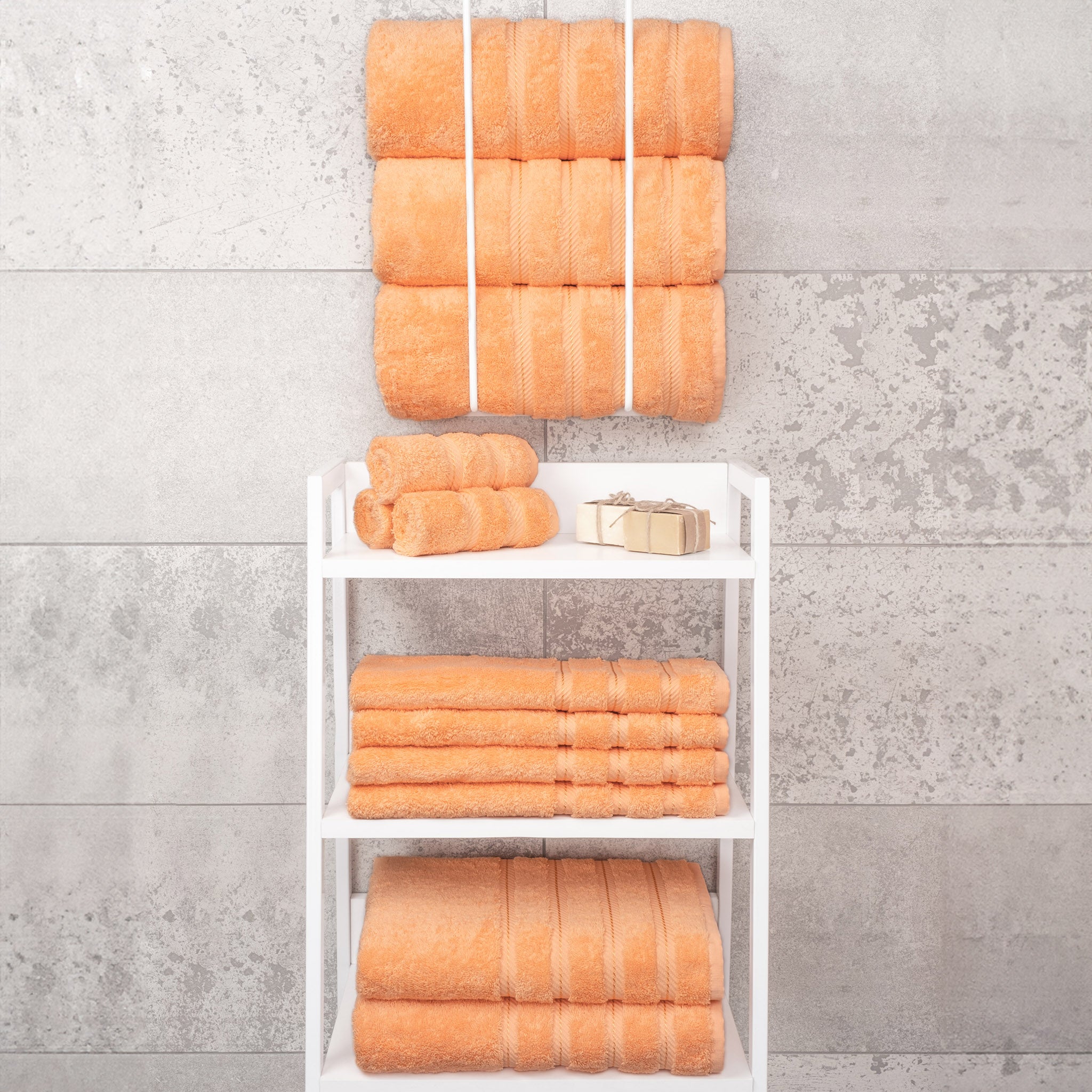 American-softlinen 100% Turkish Cotton 4 Pack Bath Towel Set malibu-peach-7