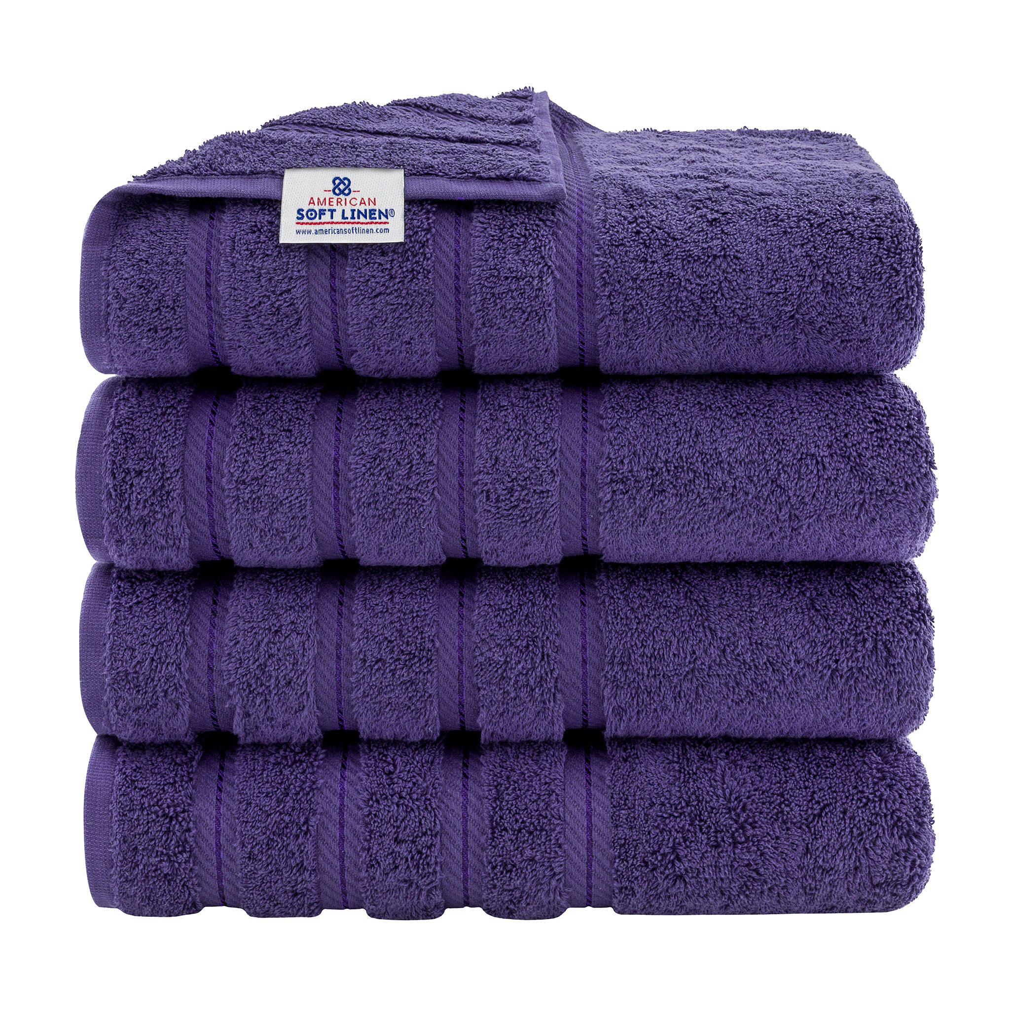 American-softlinen 100% Turkish Cotton 4 Pack Bath Towel Set purple-1