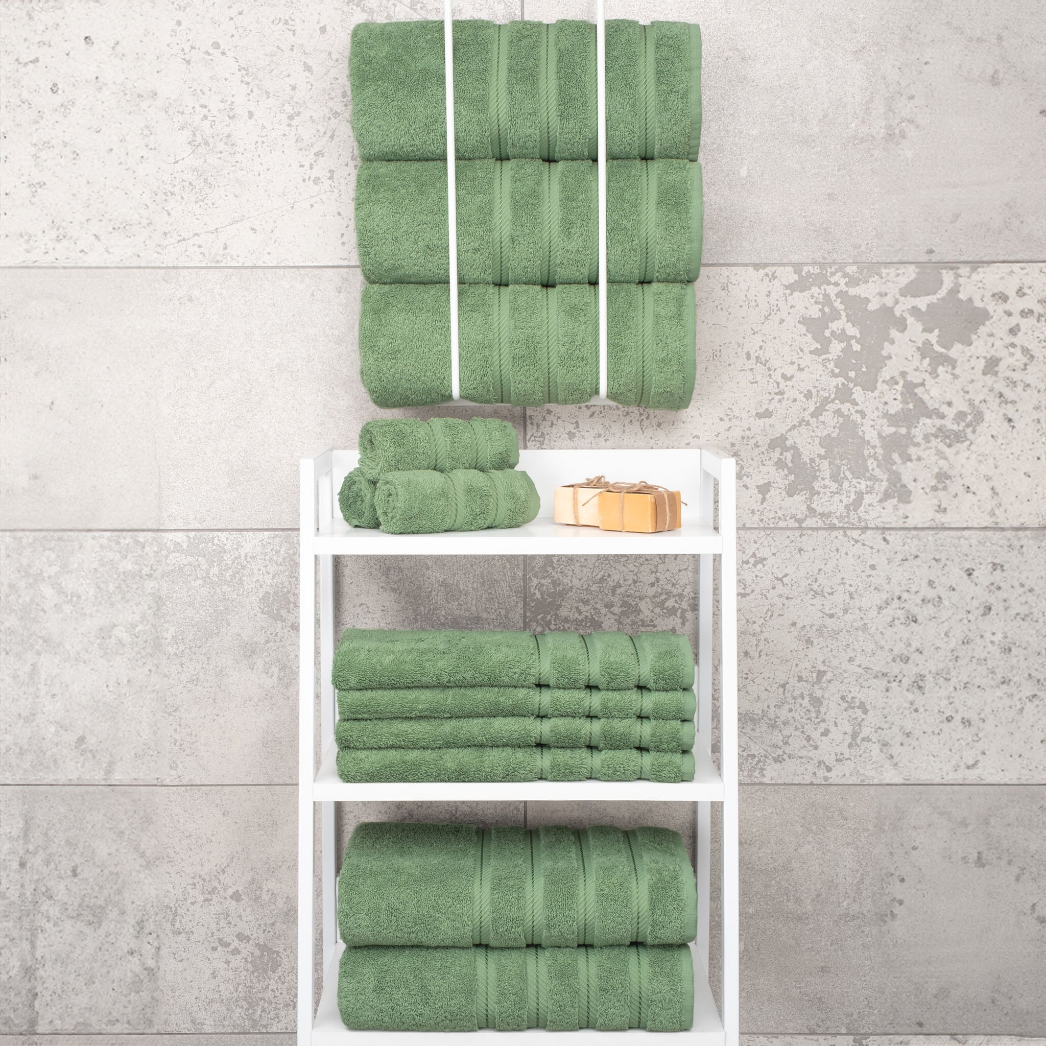 American-softlinen 100% Turkish Cotton 4 Pack Bath Towel Set sage-green-7