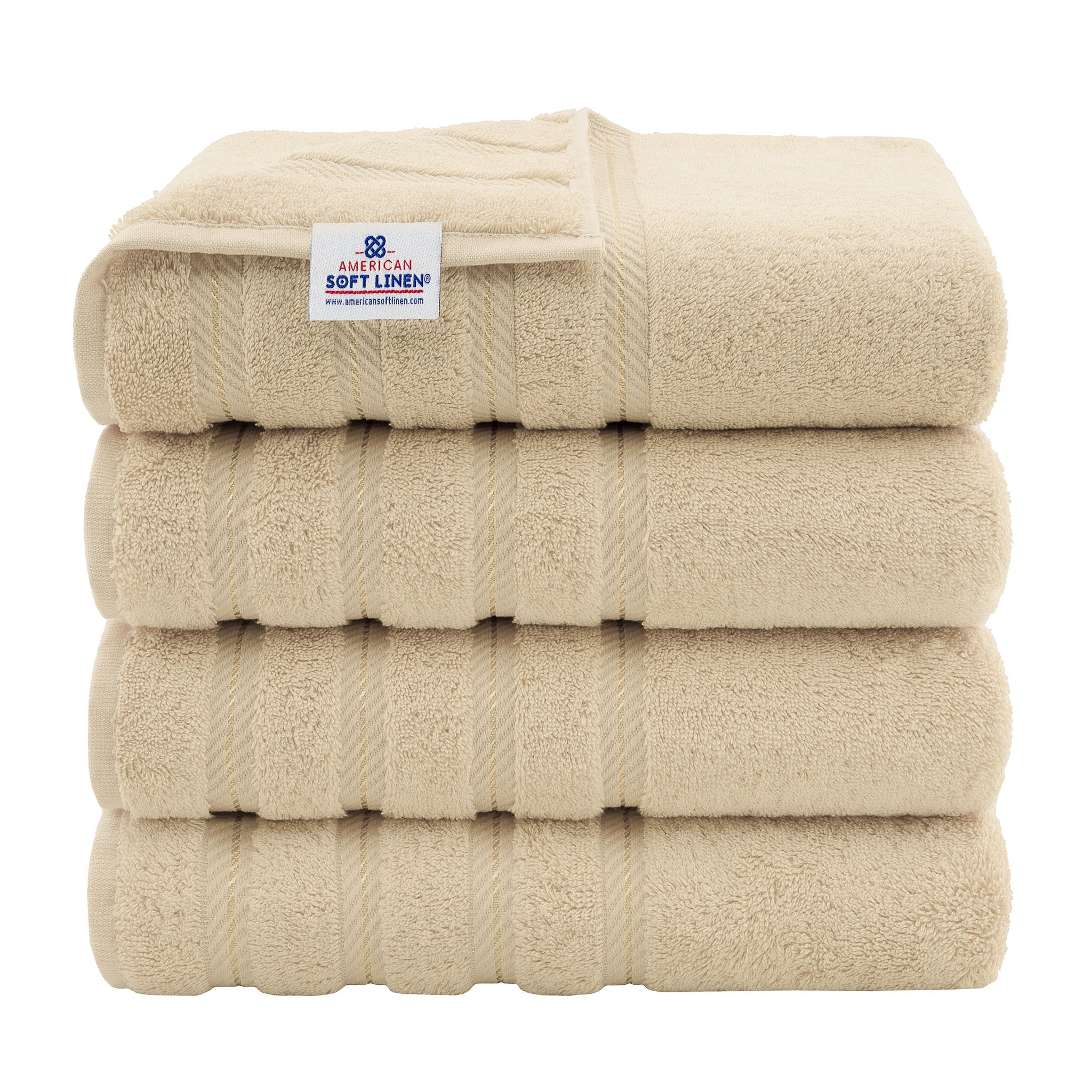 American-softlinen 100% Turkish Cotton 4 Pack Bath Towel Set sand-taupe-1