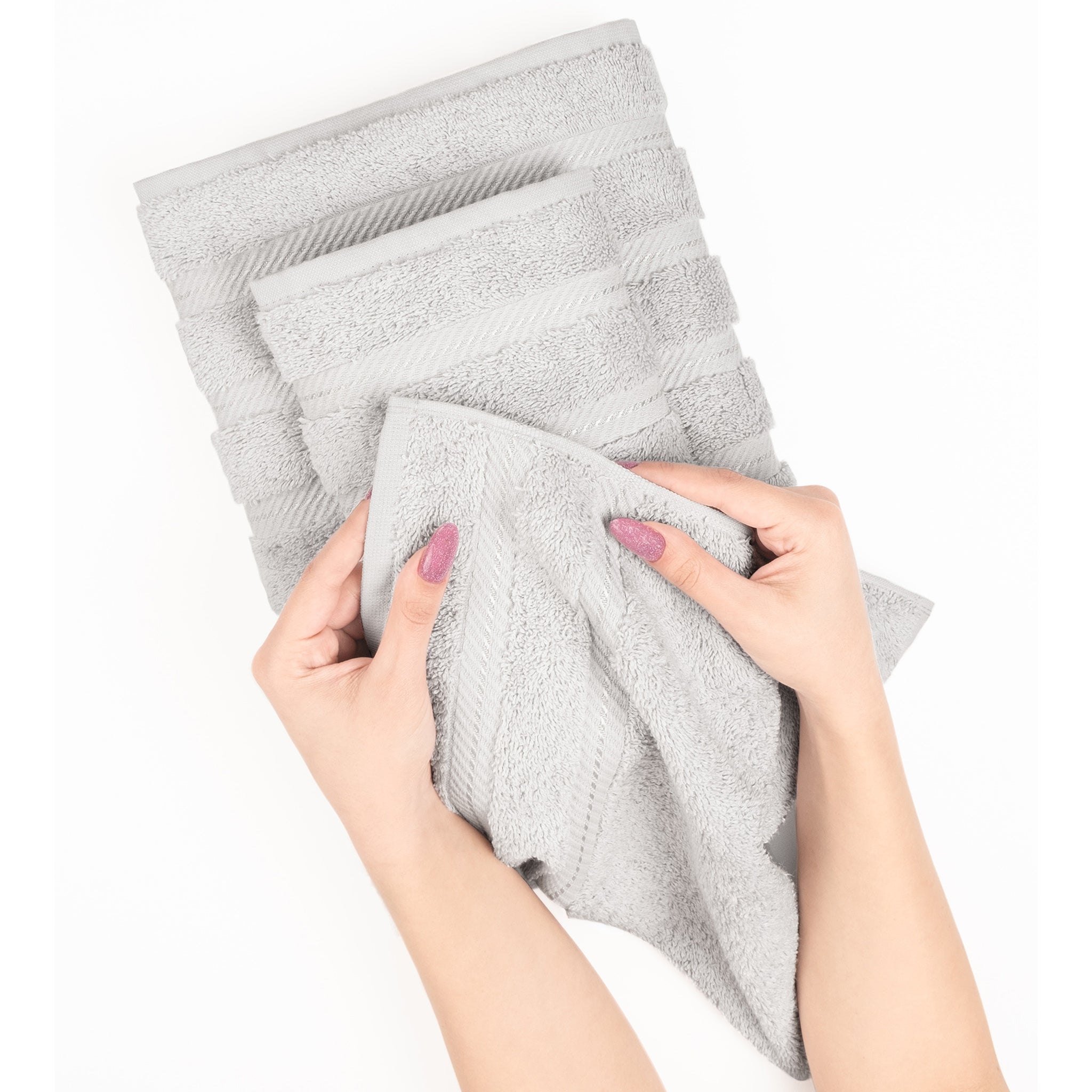 American-softlinen 100% Turkish Cotton 4 Pack Bath Towel Set silver-gray-5