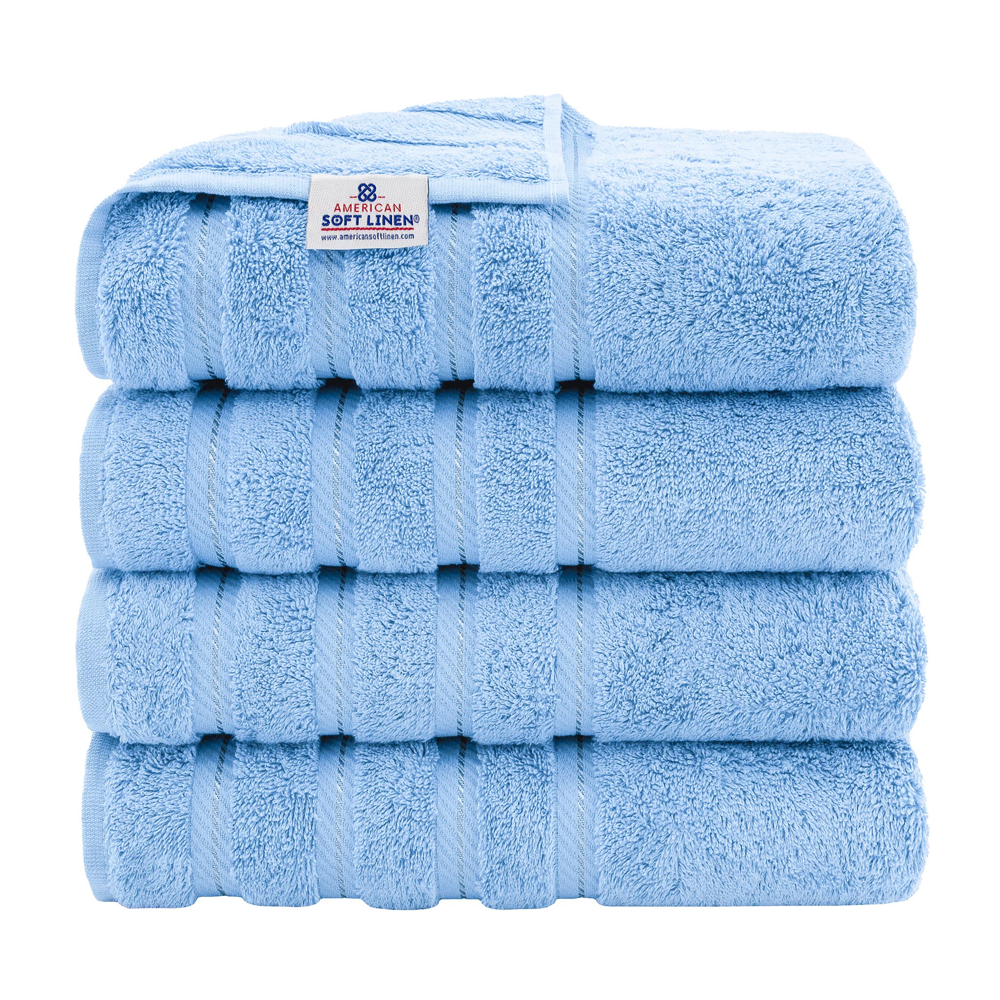 American-softlinen 100% Turkish Cotton 4 Pack Bath Towel Set sky-blue-1