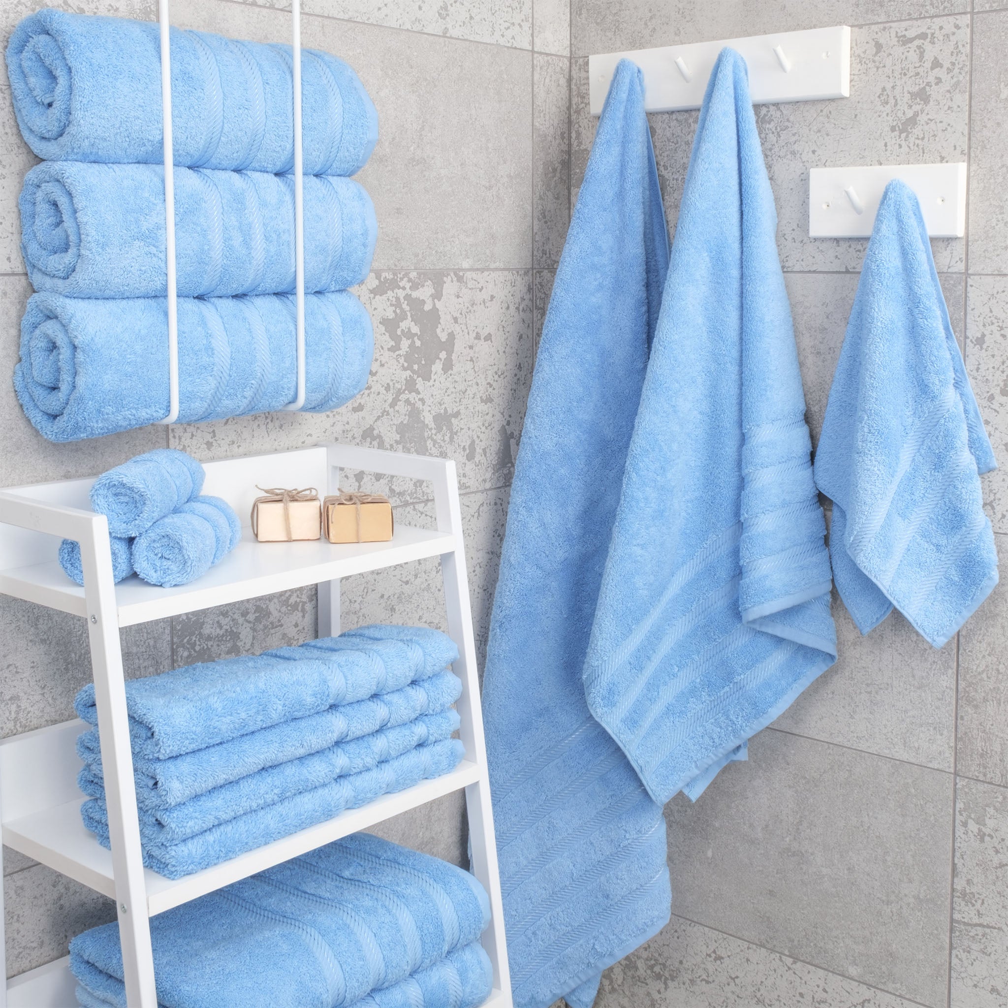 American-softlinen 100% Turkish Cotton 4 Pack Bath Towel Set sky-blue-2