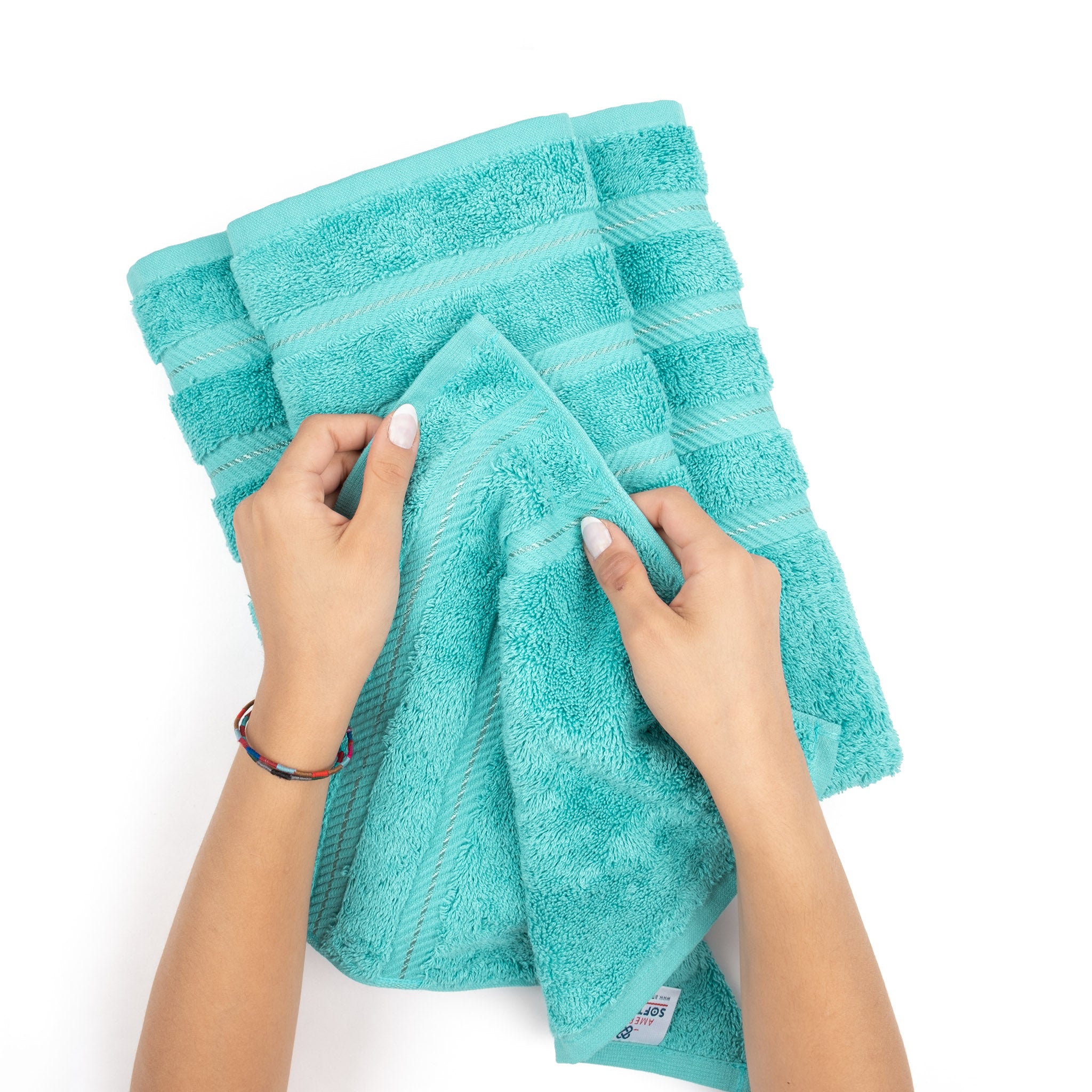 American-softlinen 100% Turkish Cotton 4 Pack Bath Towel Set turquoise-blue-5