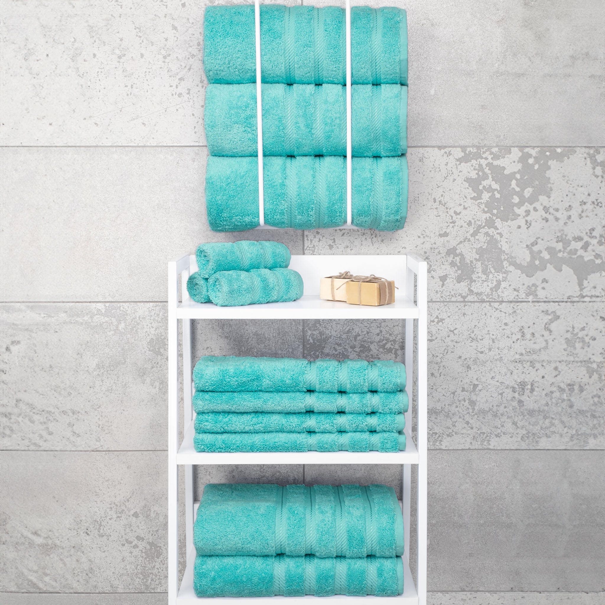 American-softlinen 100% Turkish Cotton 4 Pack Bath Towel Set turquoise-blue-7