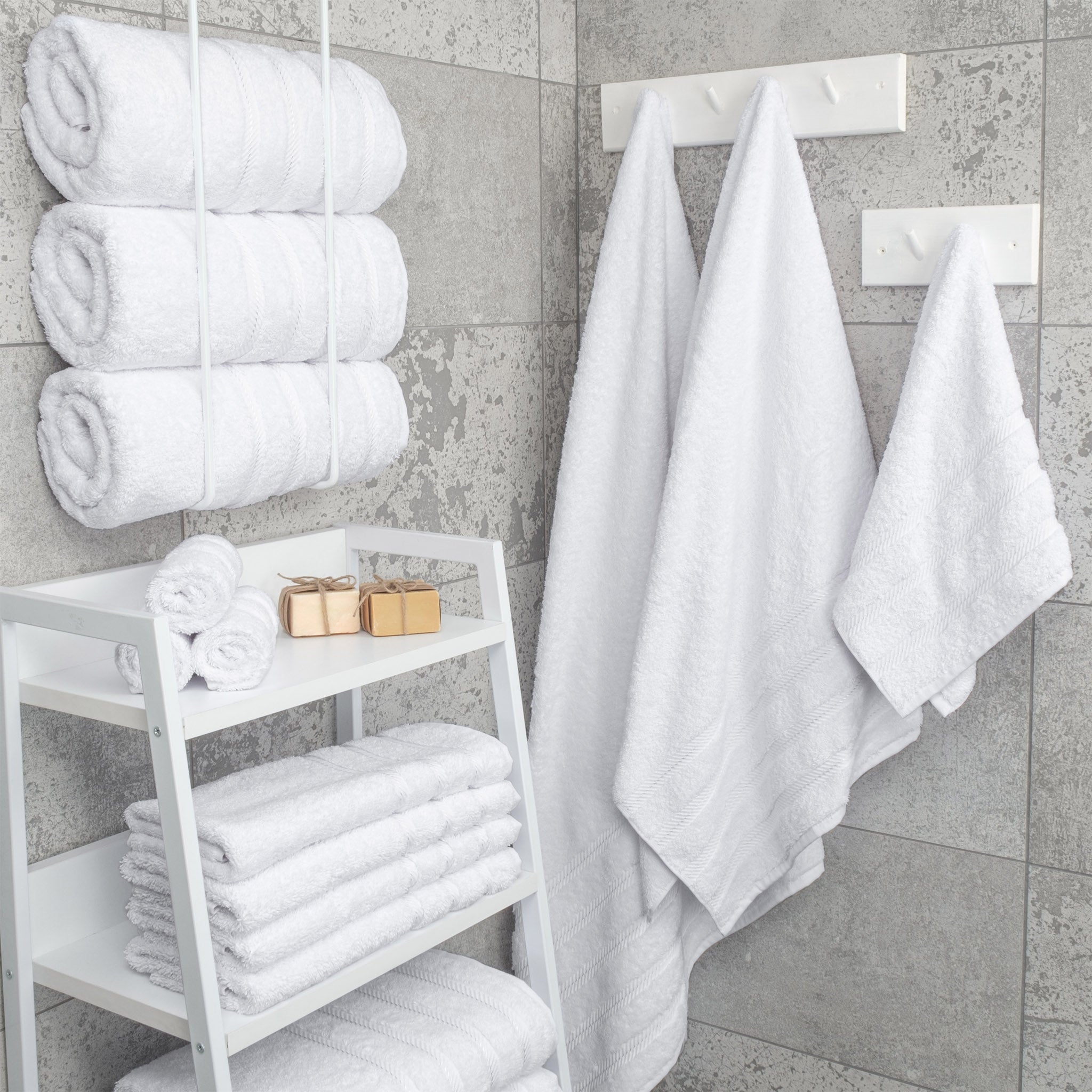 American-softlinen 100% Turkish Cotton 4 Pack Bath Towel Set white-2