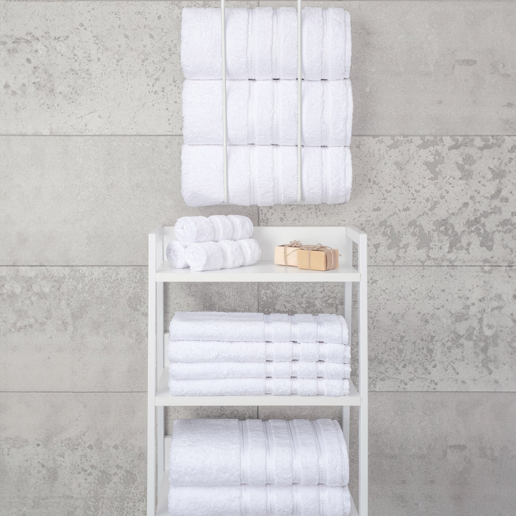 American-softlinen 100% Turkish Cotton 4 Pack Bath Towel Set white-7
