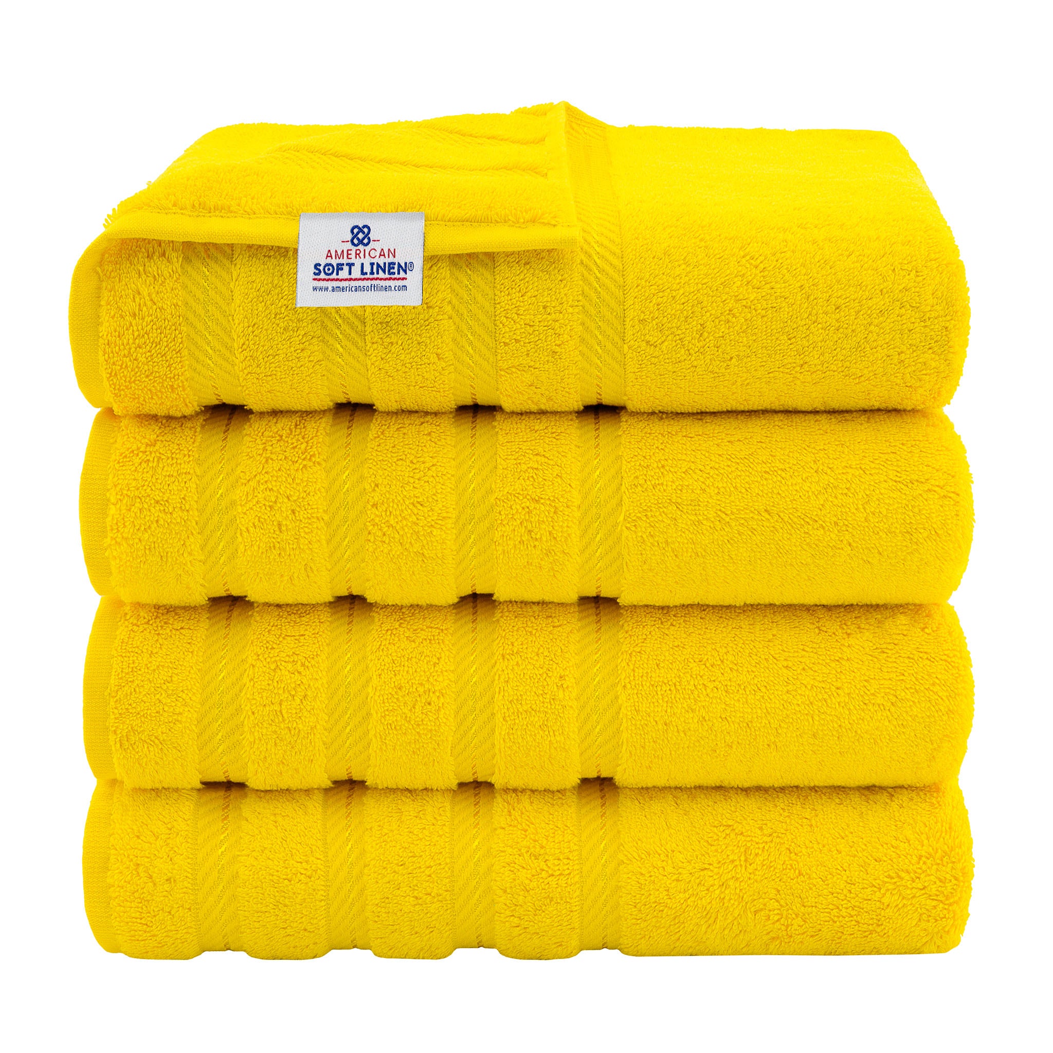 American-softlinen 100% Turkish Cotton 4 Pack Bath Towel Set yellow-1