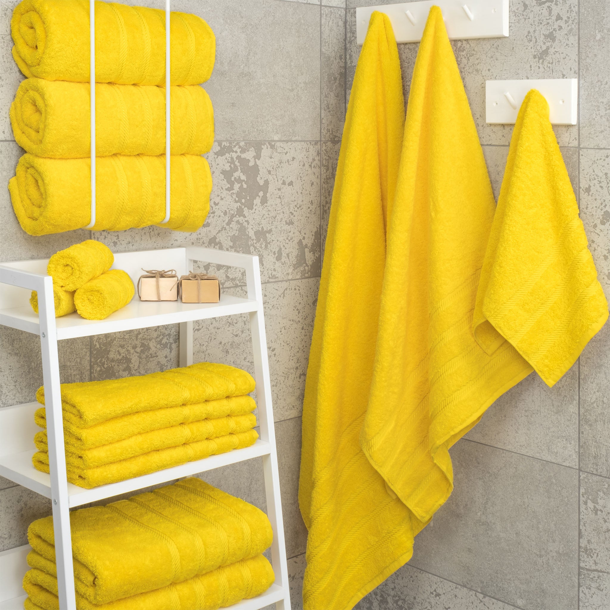 American-softlinen 100% Turkish Cotton 4 Pack Bath Towel Set yellow-2