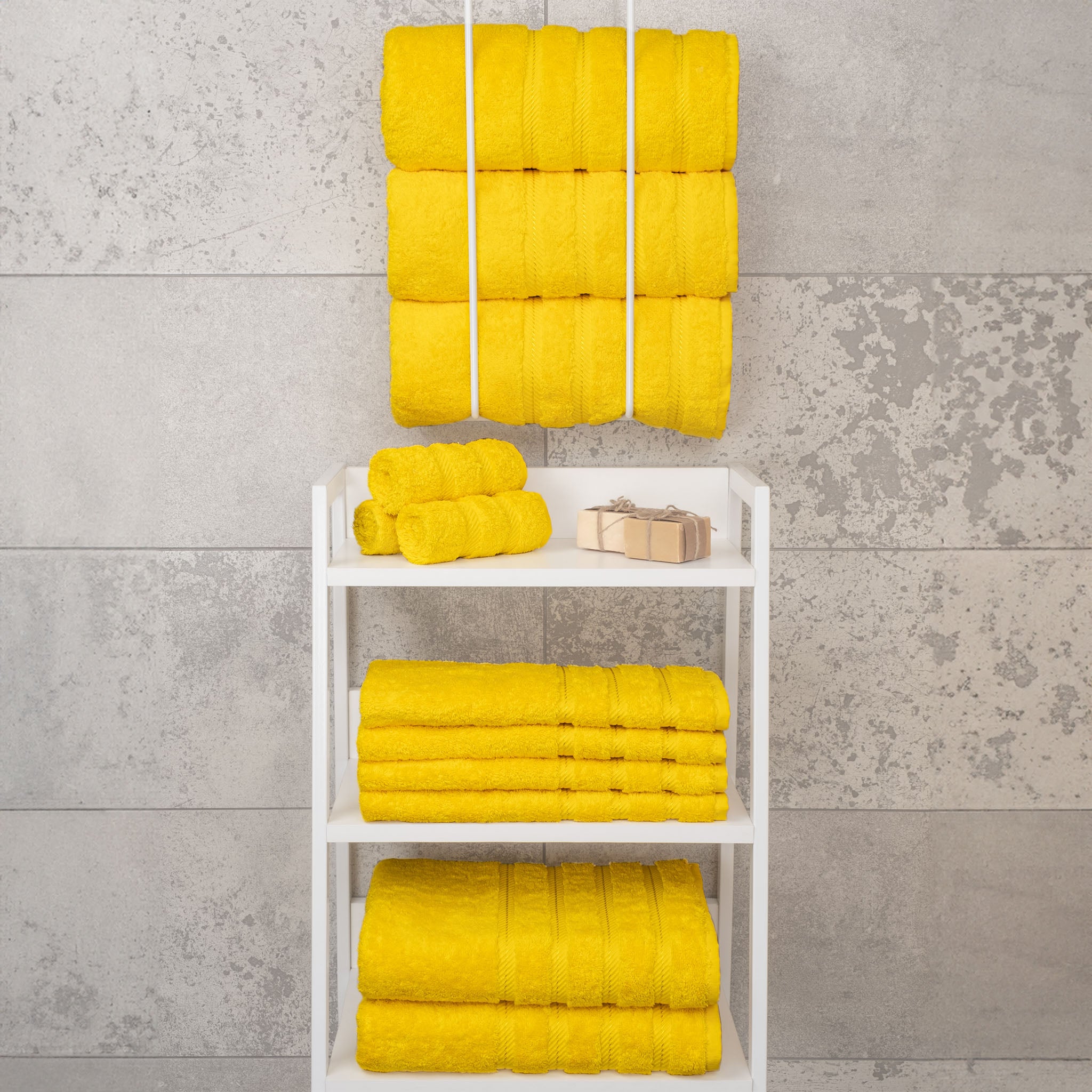 American-softlinen 100% Turkish Cotton 4 Pack Bath Towel Set yellow-7