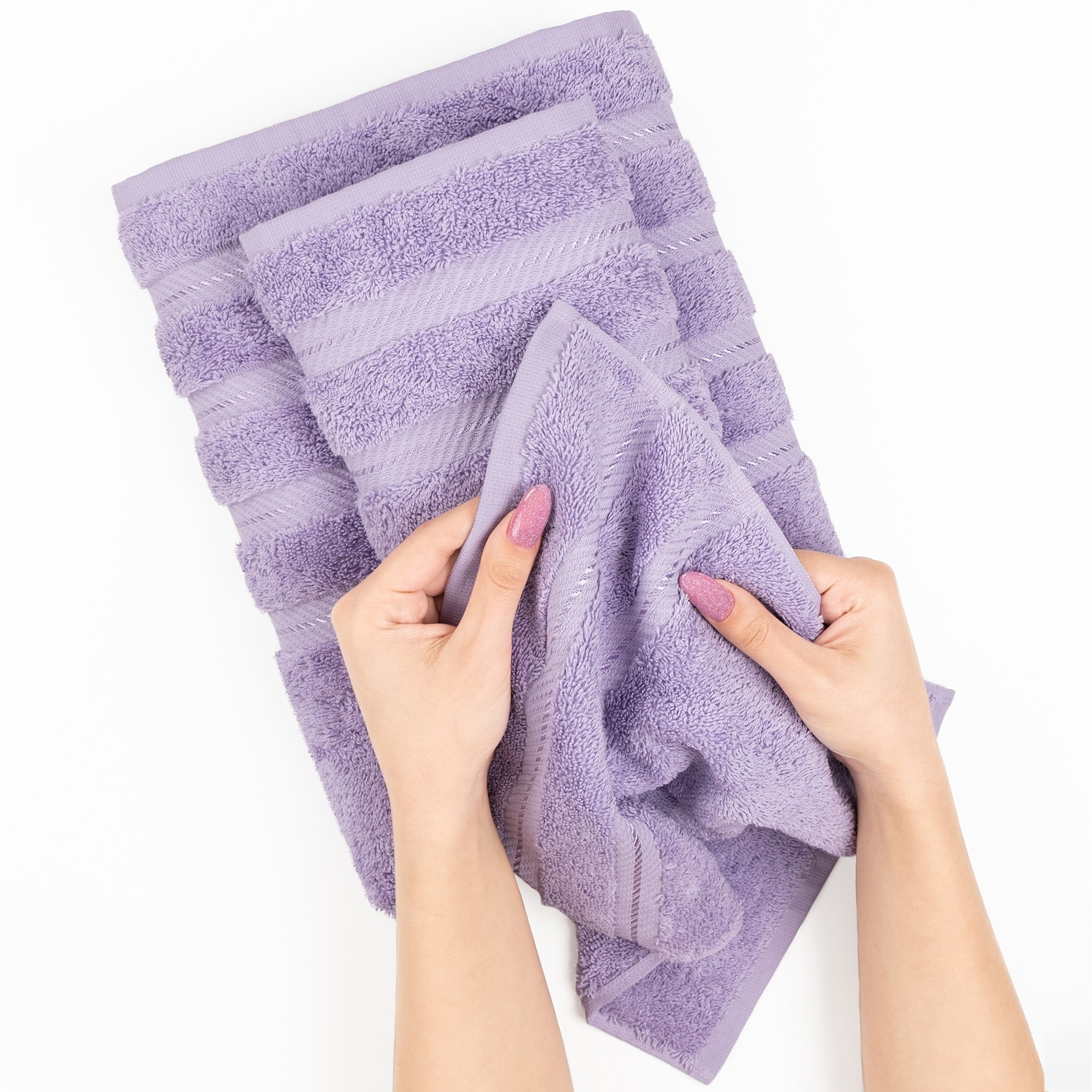 American-softlinen 100% Turkish Cotton 4 Pack Hand Towel Set lilac-5