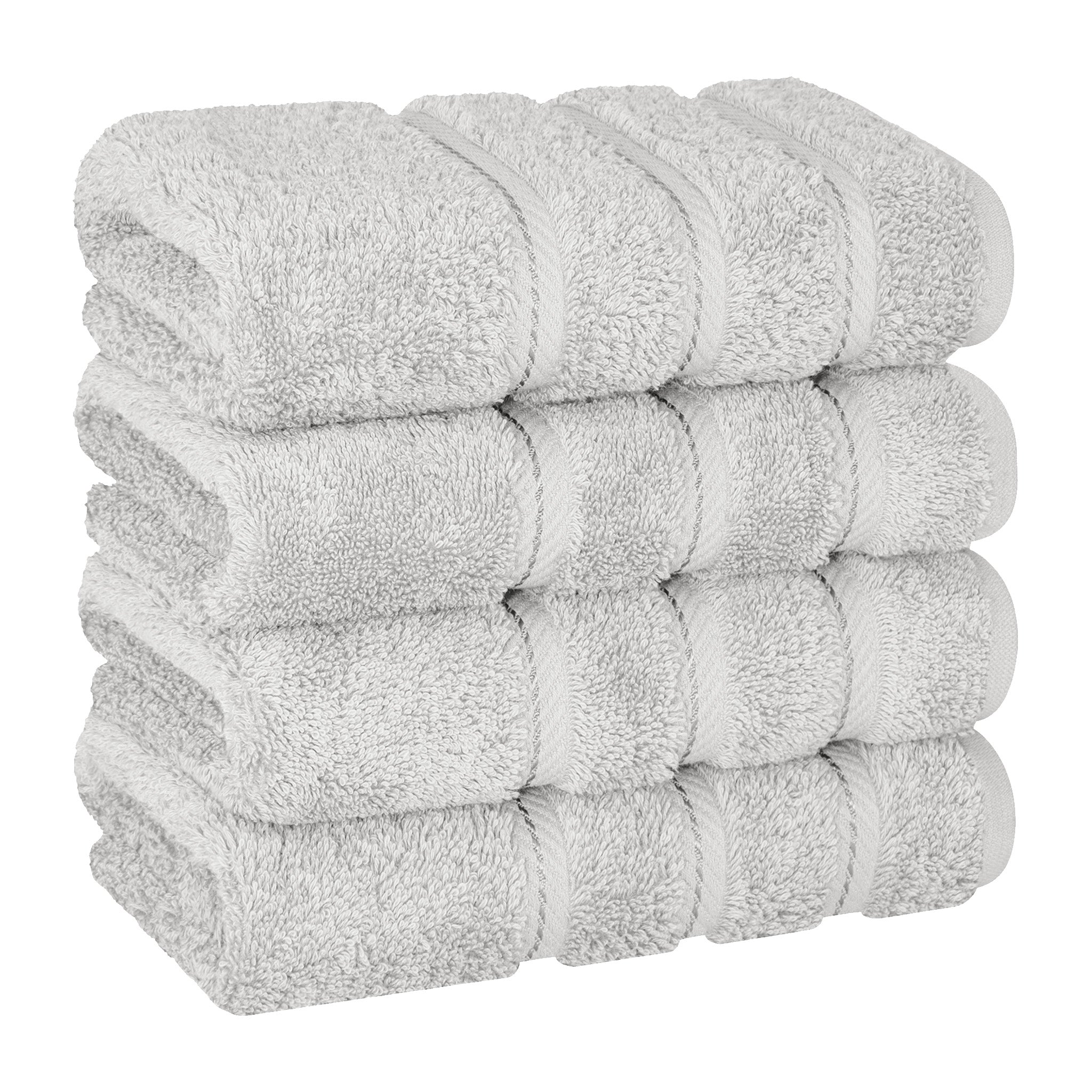 American-softlinen 100% Turkish Cotton 4 Pack Hand Towel Set silver-gray-1