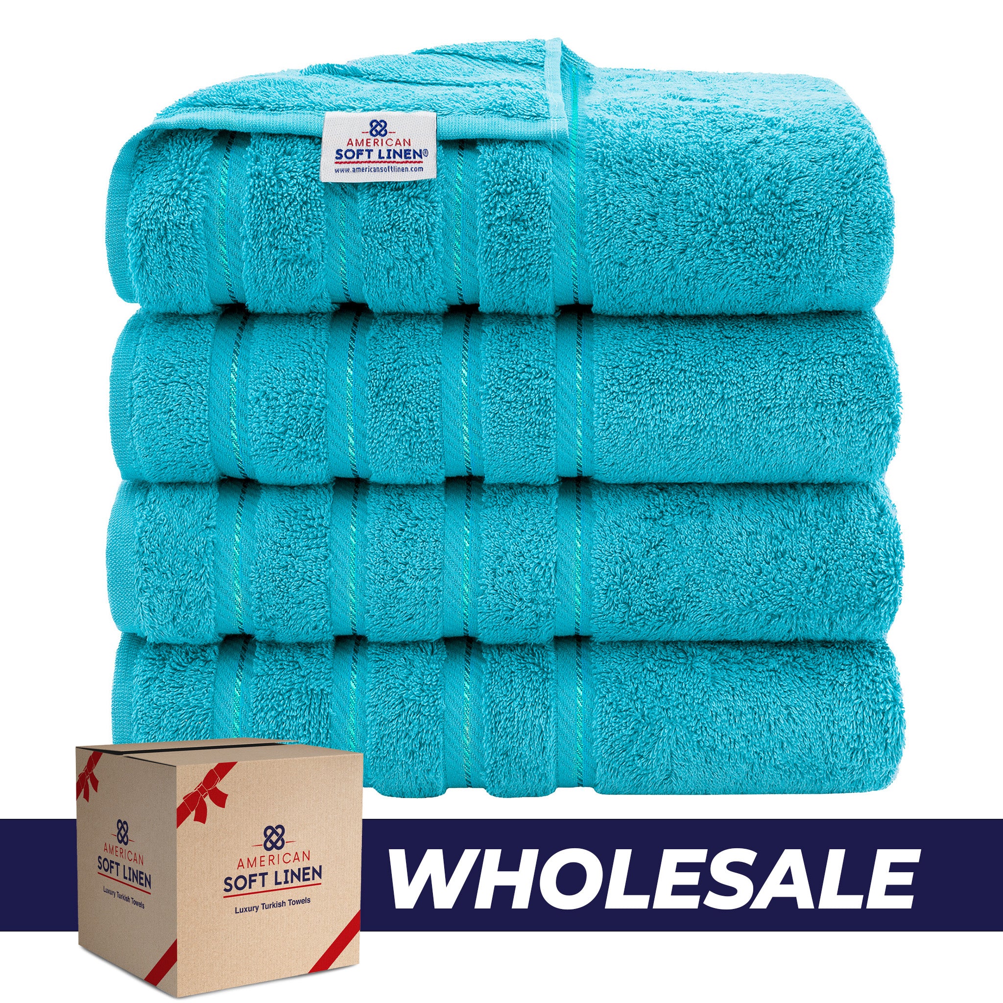 American-softlinen 100% Turkish Cotton 4 Pack Bath Towel Set Wholesale aqua-0