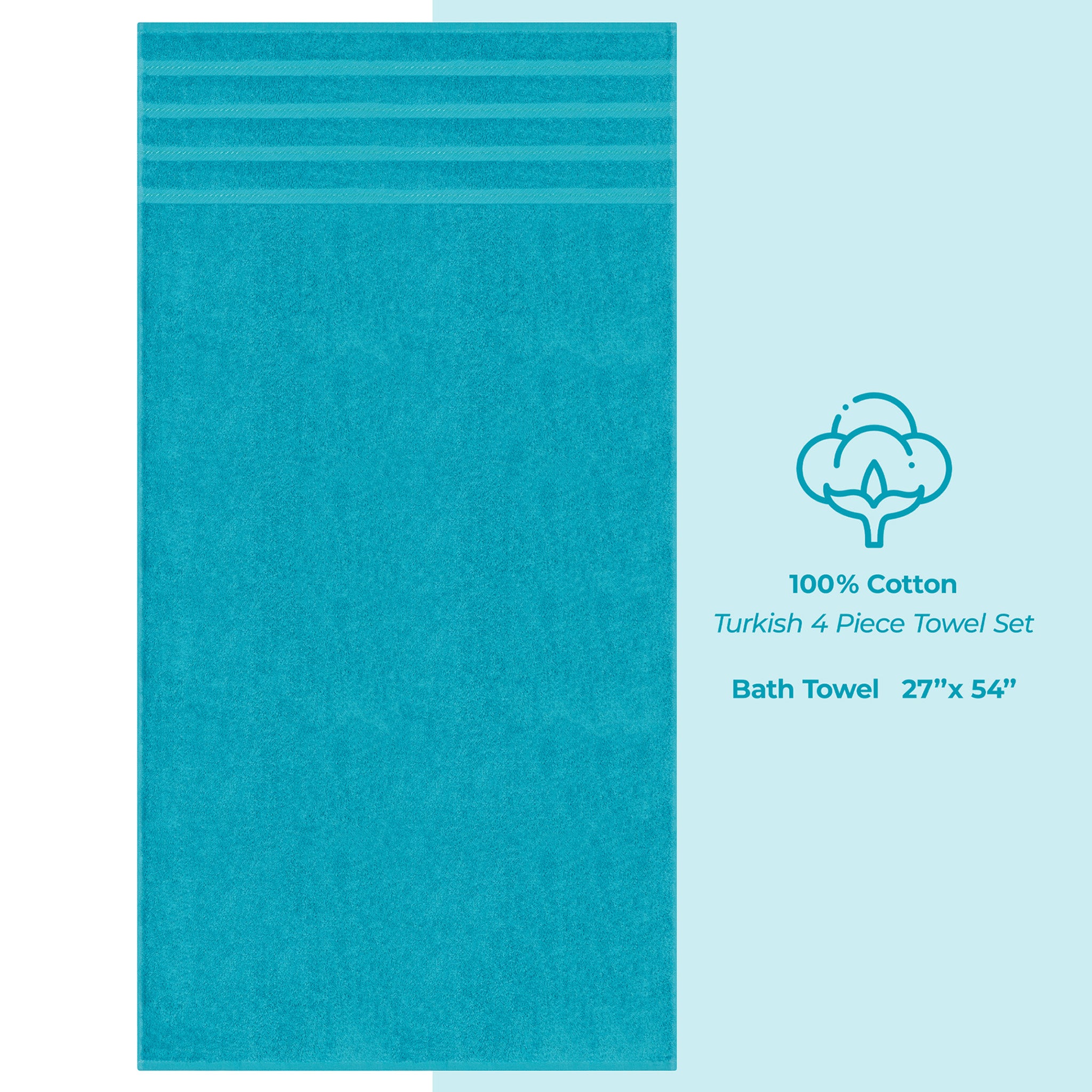American-softlinen 100% Turkish Cotton 4 Pack Bath Towel Set Wholesale aqua-4