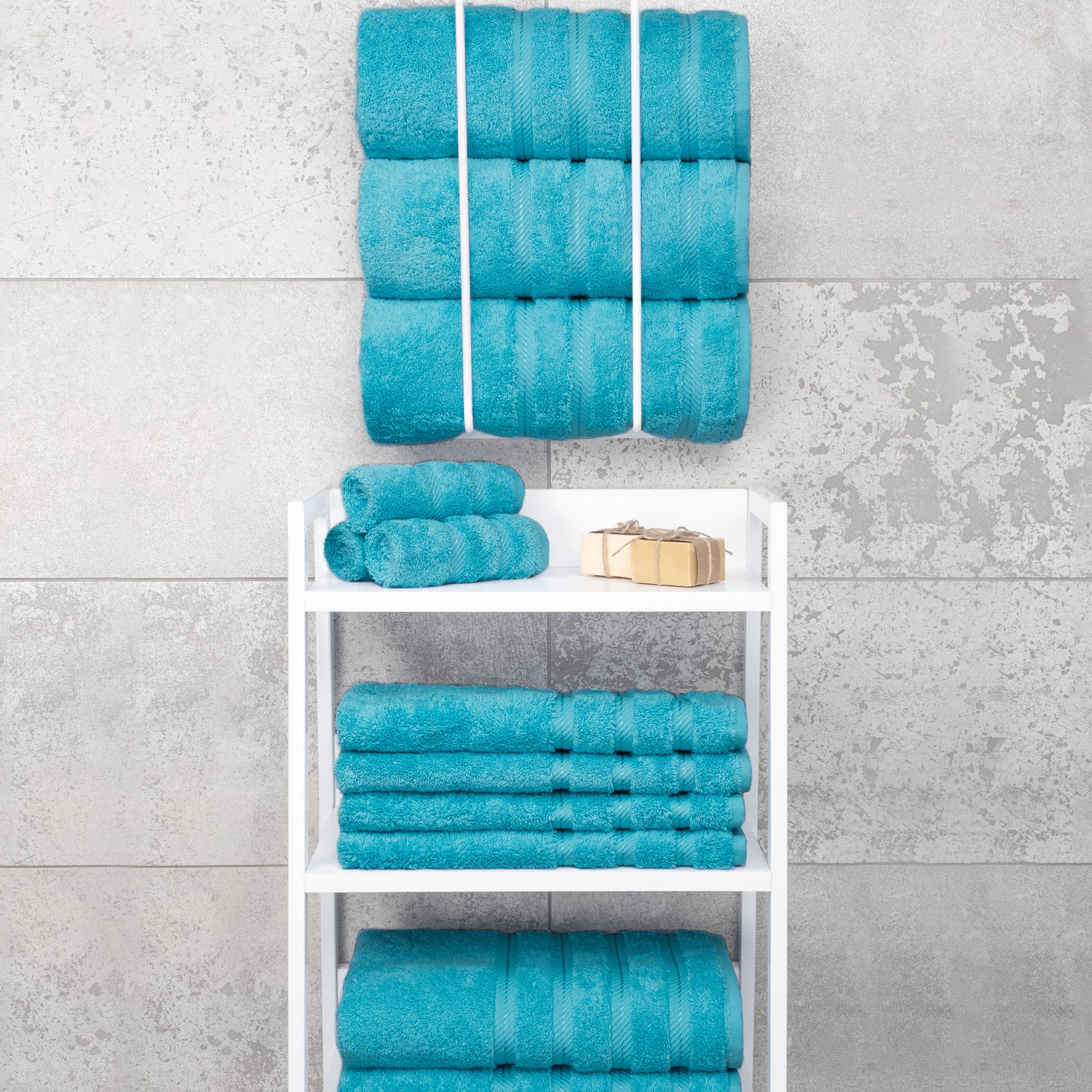 American-softlinen 100% Turkish Cotton 4 Pack Bath Towel Set Wholesale aqua-7