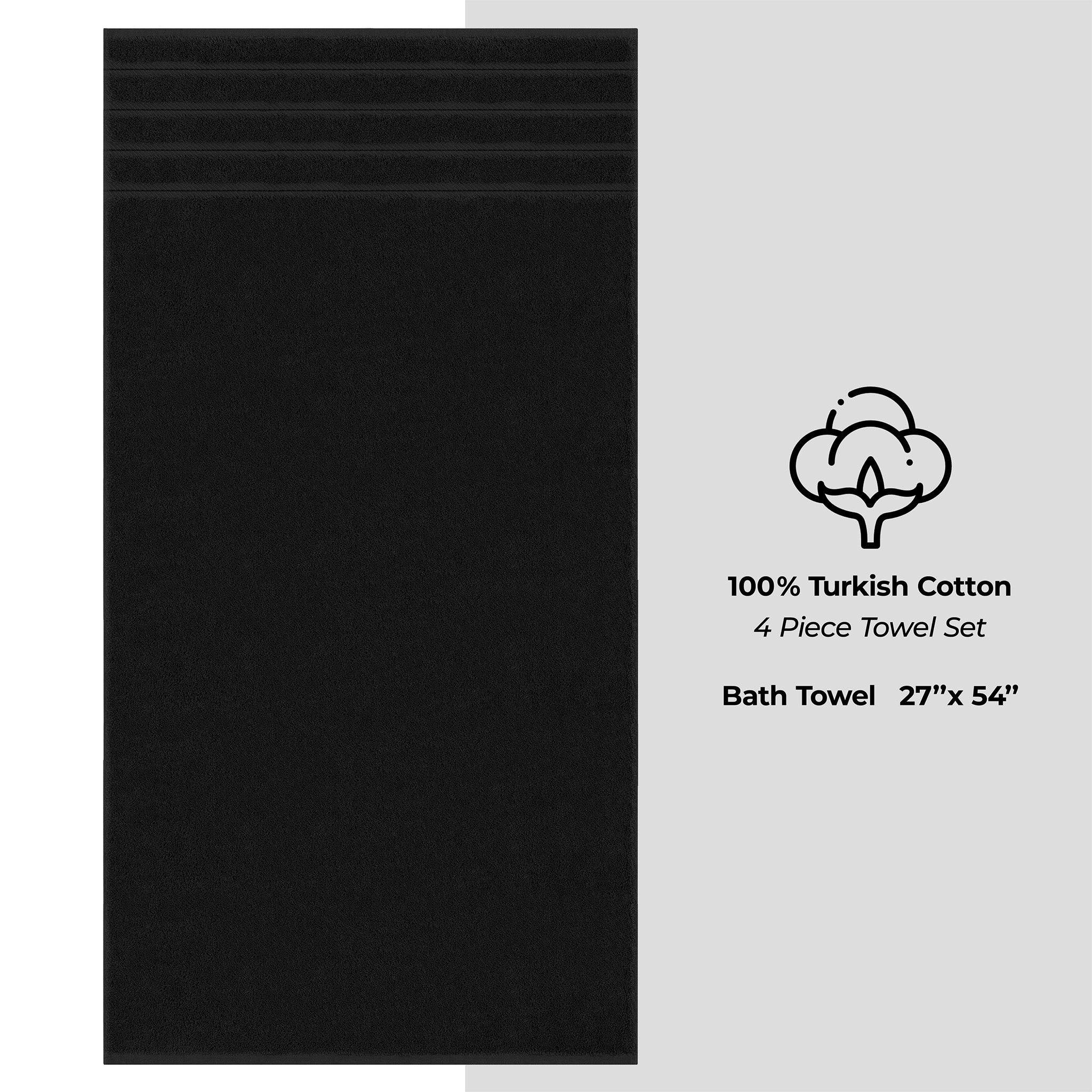 American-softlinen 100% Turkish Cotton 4 Pack Bath Towel Set Wholesale black-4
