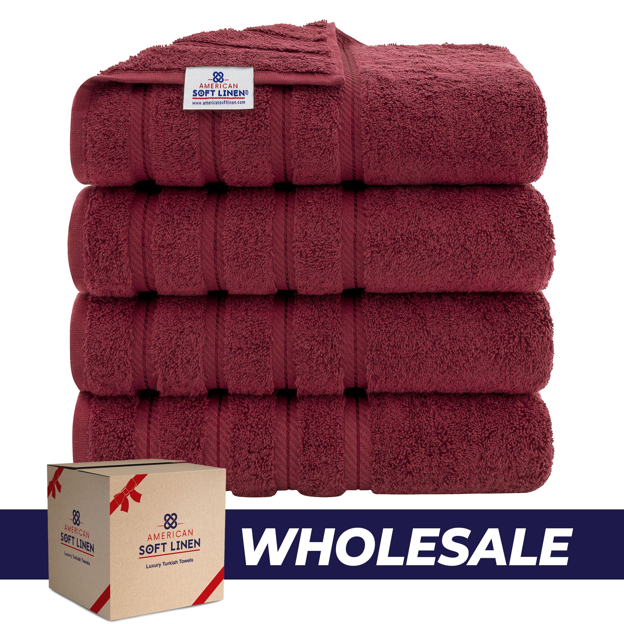 American-softlinen 100% Turkish Cotton 4 Pack Bath Towel Set Wholesale bordeaux-red-0