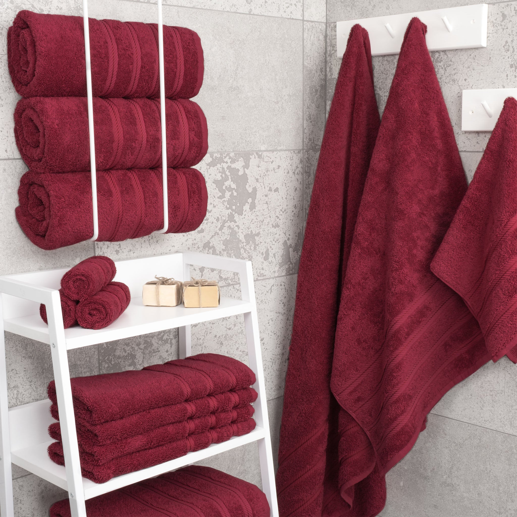 American-softlinen 100% Turkish Cotton 4 Pack Bath Towel Set Wholesale bordeaux-red-2