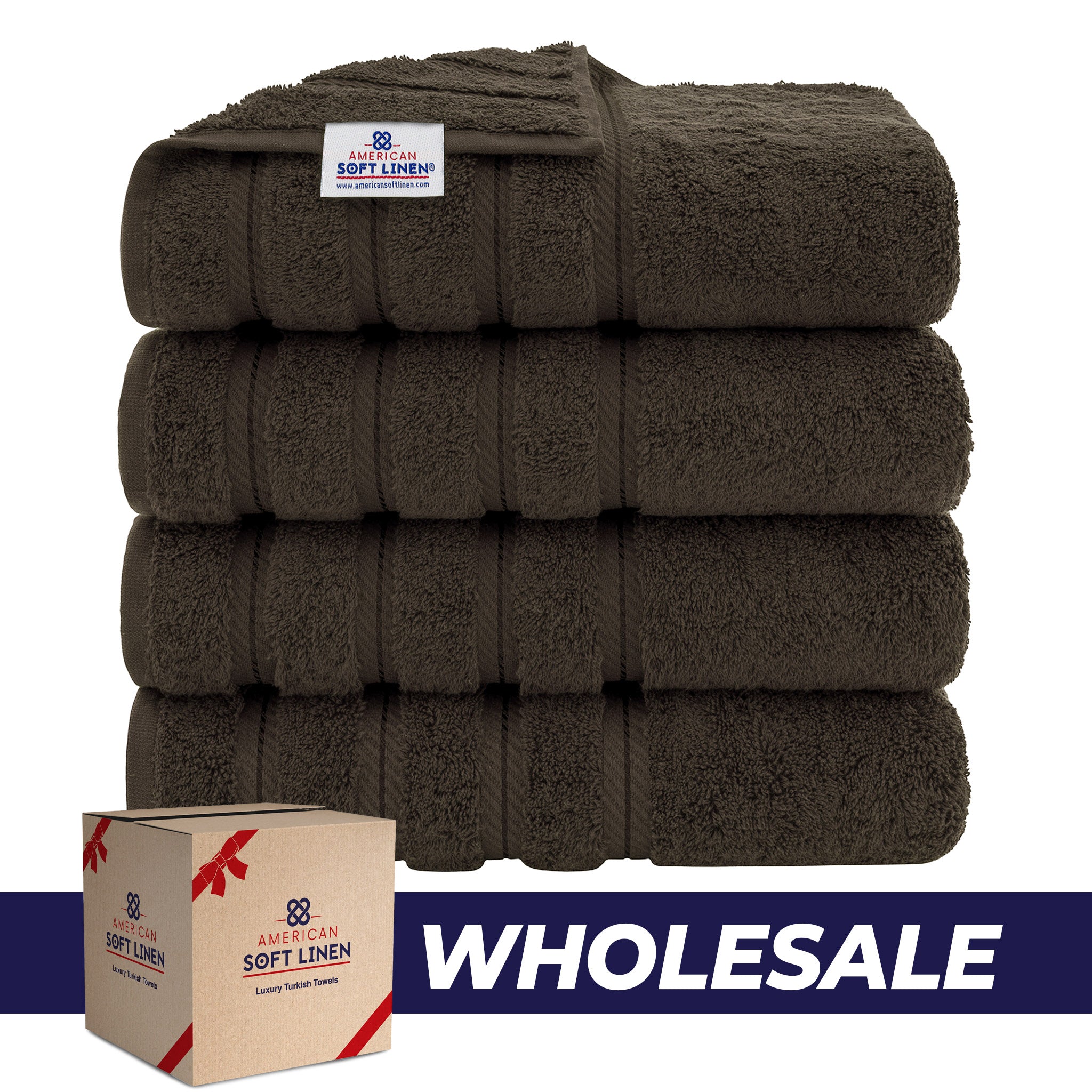American-softlinen 100% Turkish Cotton 4 Pack Bath Towel Set Wholesale chocolate-brown-0