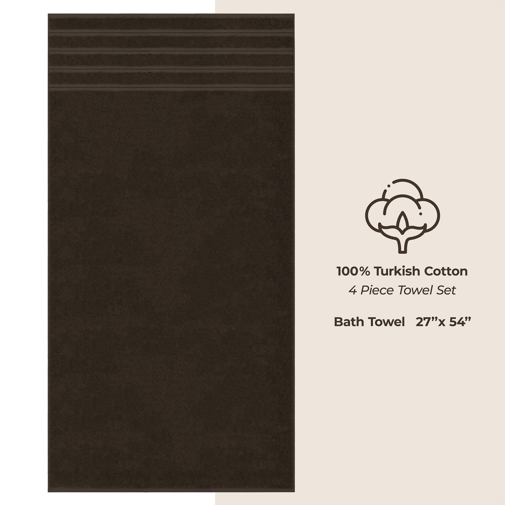 American-softlinen 100% Turkish Cotton 4 Pack Bath Towel Set Wholesale chocolate-brown-4