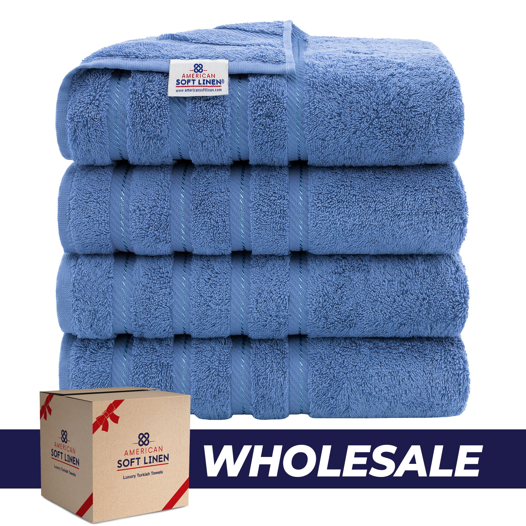 American-softlinen 100% Turkish Cotton 4 Pack Bath Towel Set Wholesale electric-blue-0