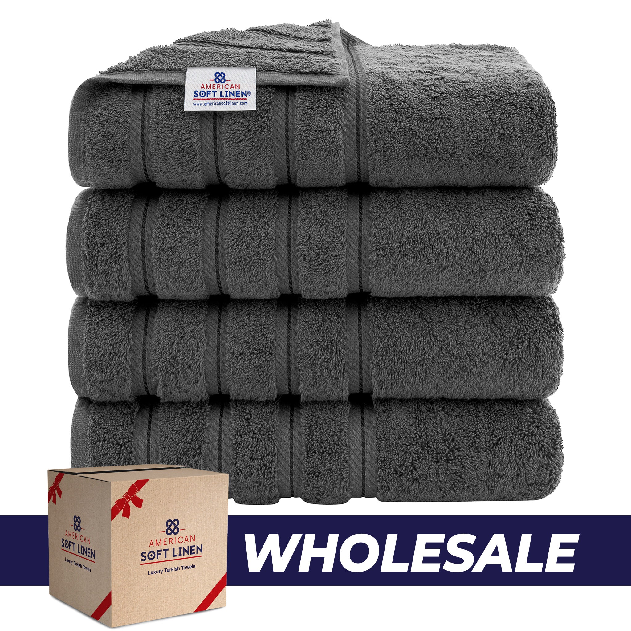 American-softlinen 100% Turkish Cotton 4 Pack Bath Towel Set Wholesale  gray-0