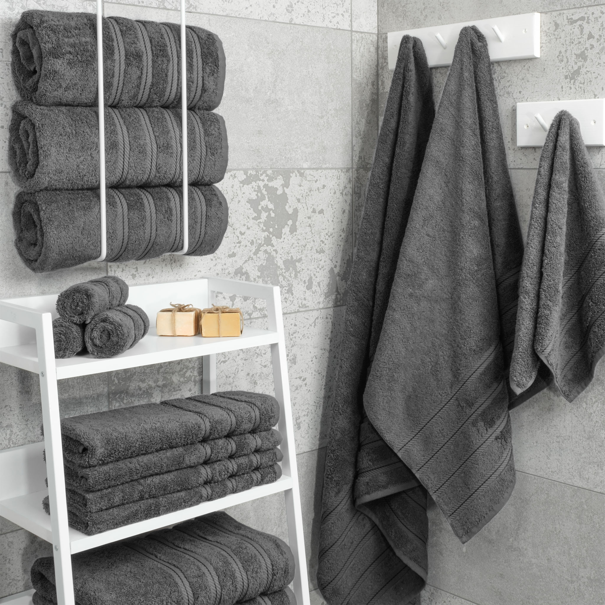American-softlinen 100% Turkish Cotton 4 Pack Bath Towel Set Wholesale  gray-2