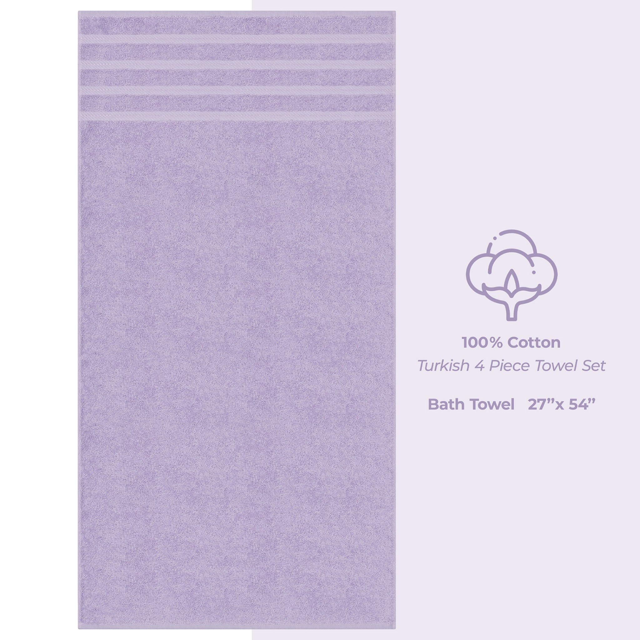 American-softlinen 100% Turkish Cotton 4 Pack Bath Towel Set Wholesale lilac-4
