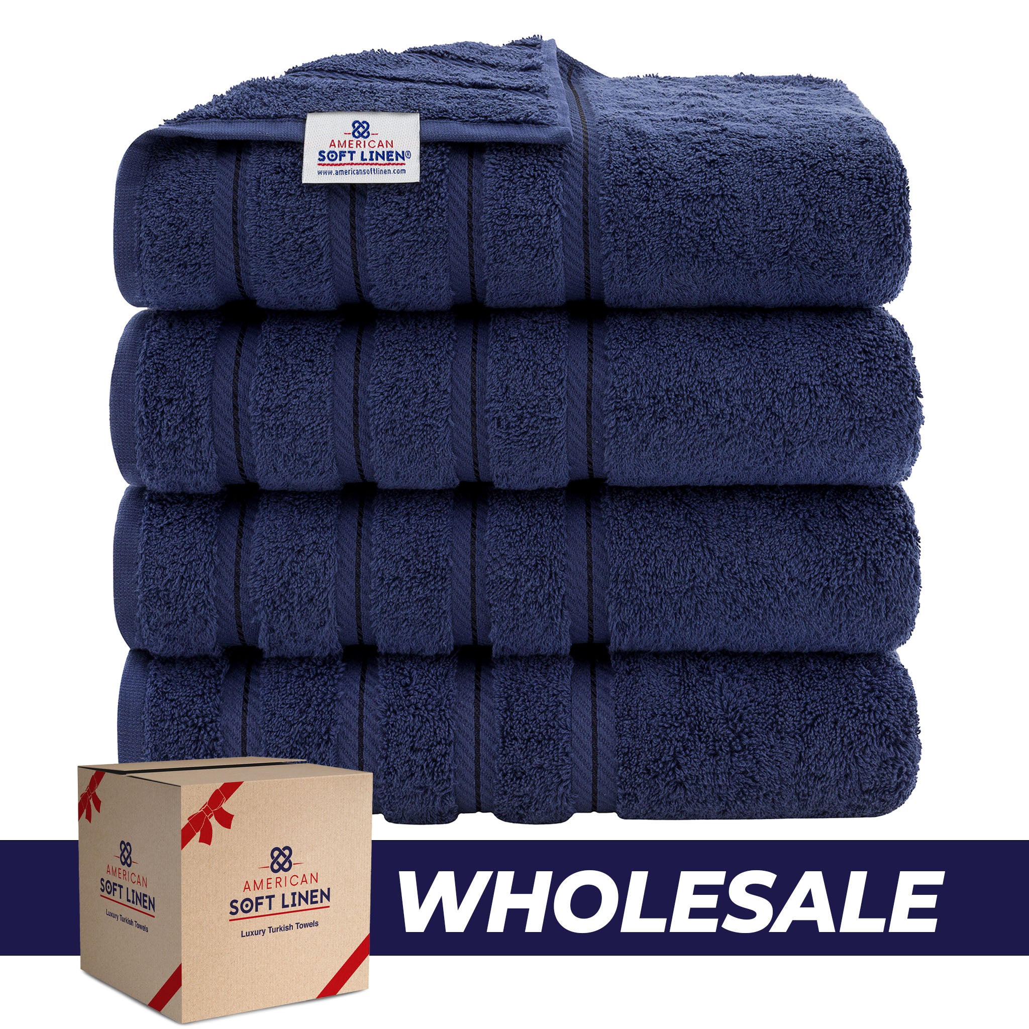 American-softlinen 100% Turkish Cotton 4 Pack Bath Towel Set Wholesale  navy-blue-0