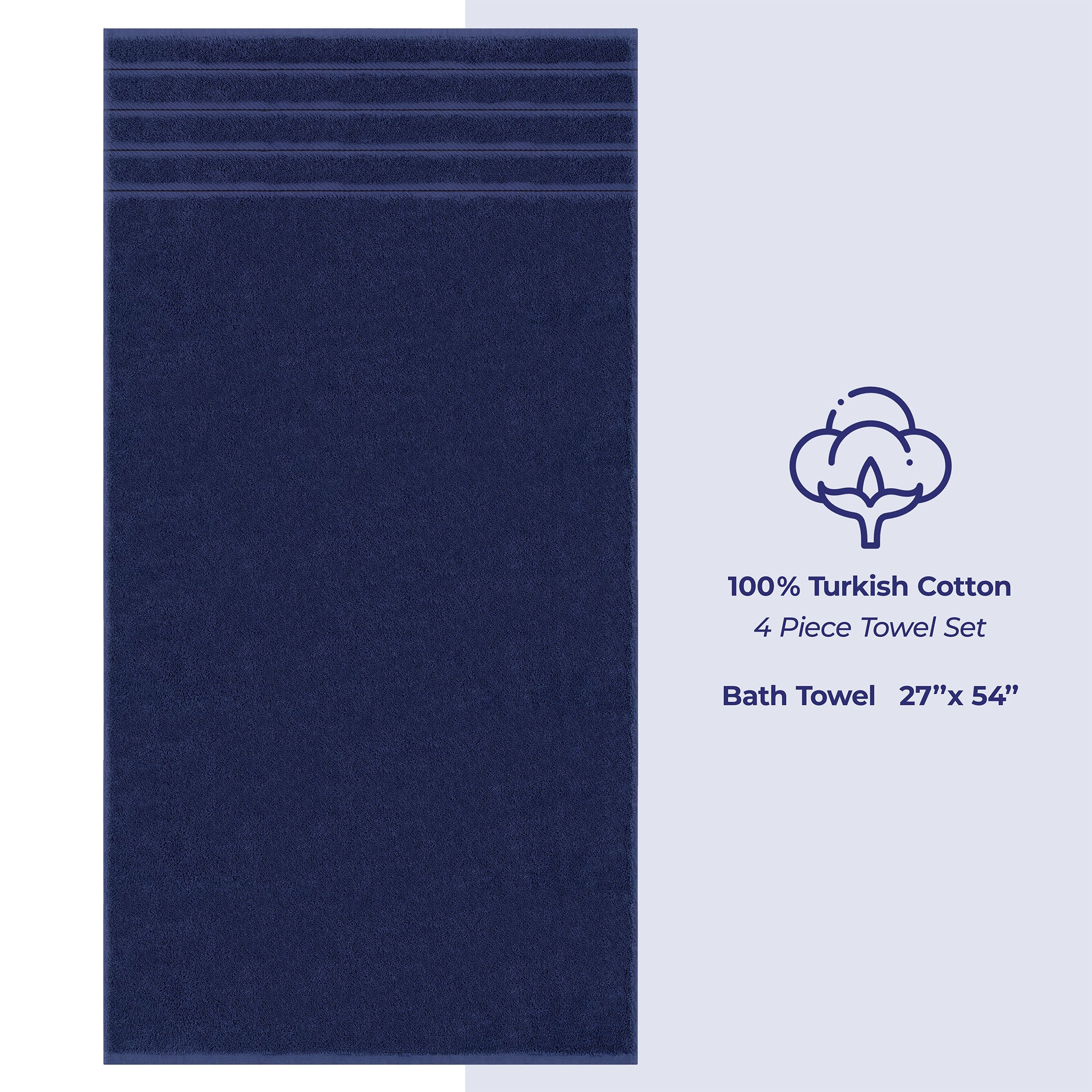 American-softlinen 100% Turkish Cotton 4 Pack Bath Towel Set Wholesale navy-blue-4