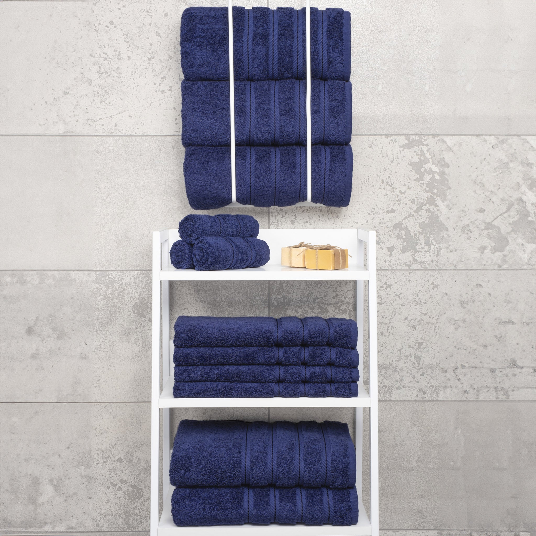 American-softlinen 100% Turkish Cotton 4 Pack Bath Towel Set Wholesale navy-blue-7