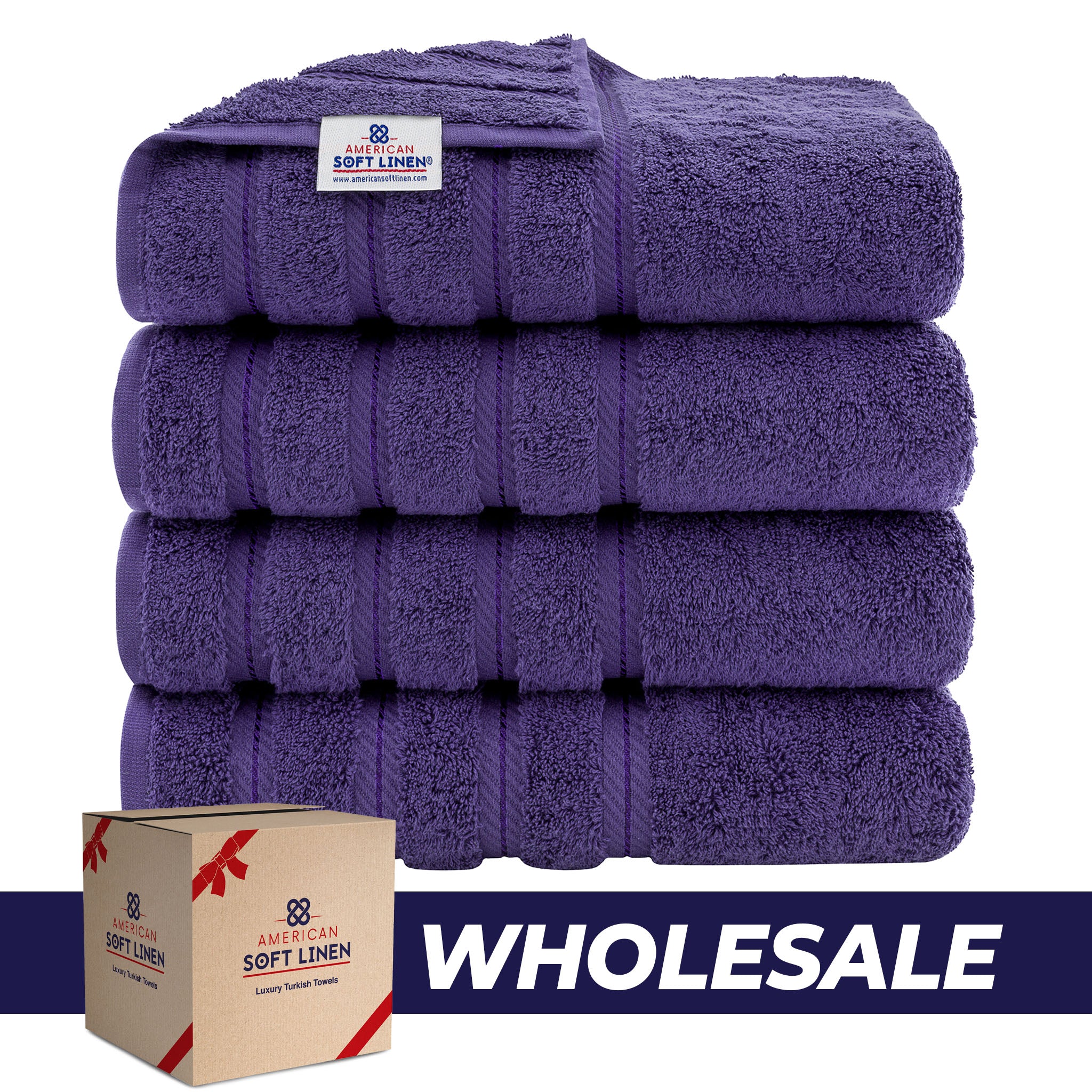 American-softlinen 100% Turkish Cotton 4 Pack Bath Towel Set Wholesale purple-0