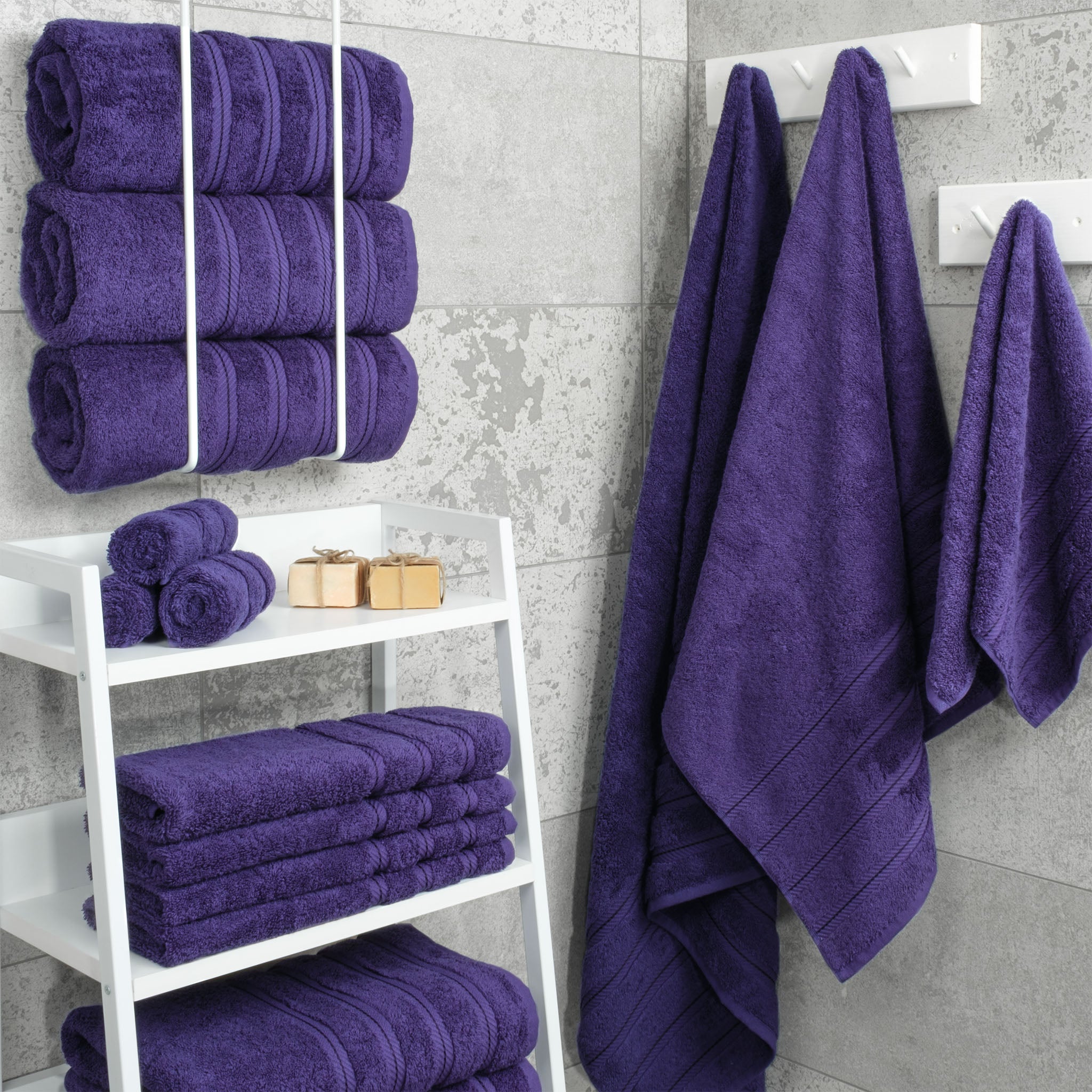 American-softlinen 100% Turkish Cotton 4 Pack Bath Towel Set Wholesale purple-2
