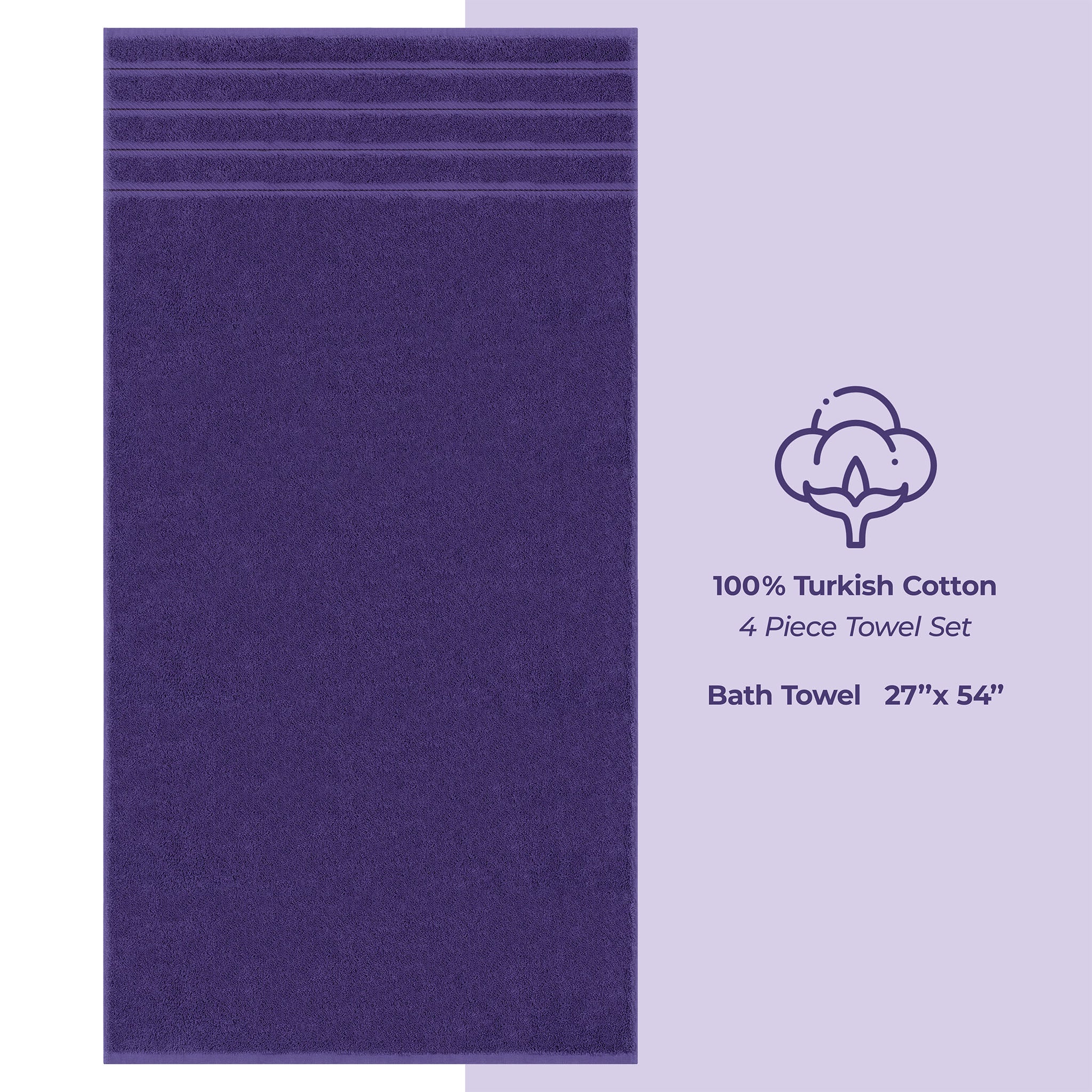 American-softlinen 100% Turkish Cotton 4 Pack Bath Towel Set Wholesale purple-4