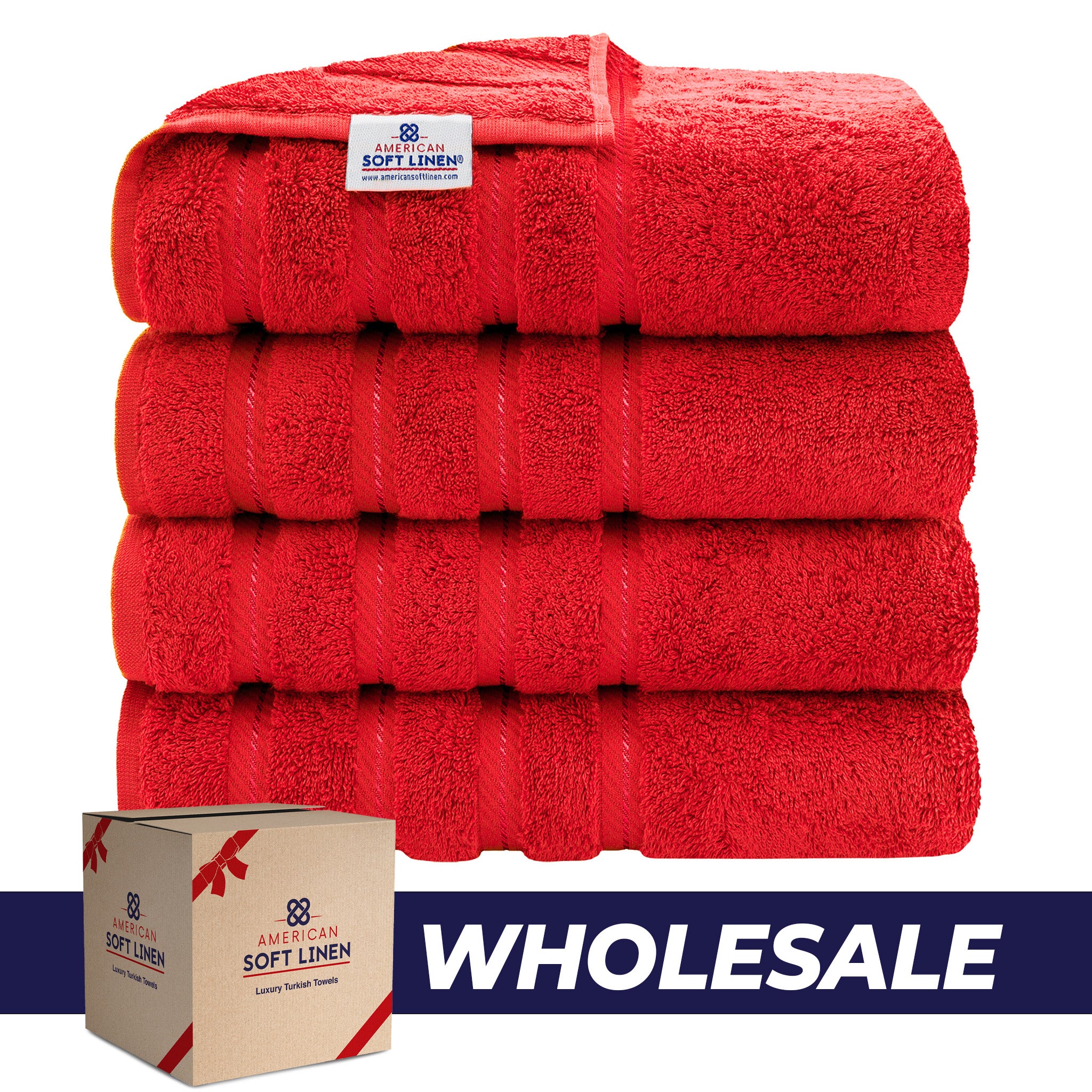 American-softlinen 100% Turkish Cotton 4 Pack Bath Towel Set Wholesale red-0