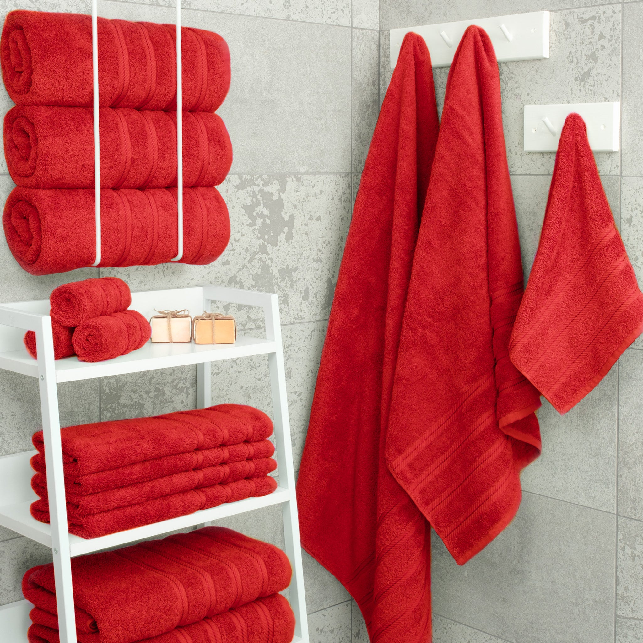 American-softlinen 100% Turkish Cotton 4 Pack Bath Towel Set Wholesale red-2