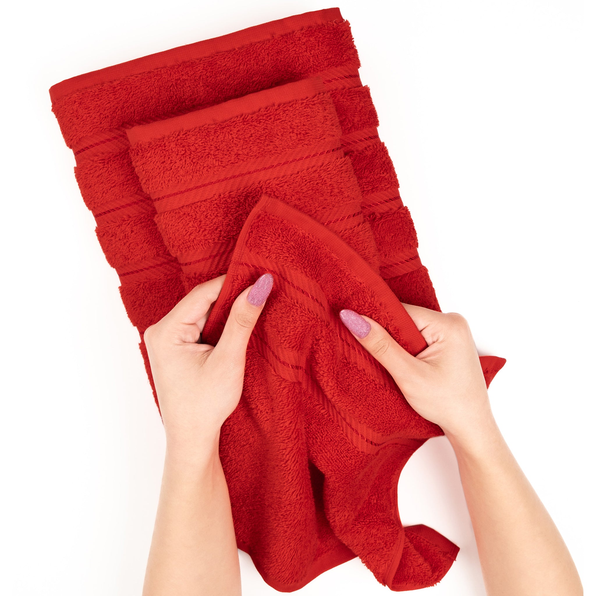 American-softlinen 100% Turkish Cotton 4 Pack Bath Towel Set Wholesale red-5
