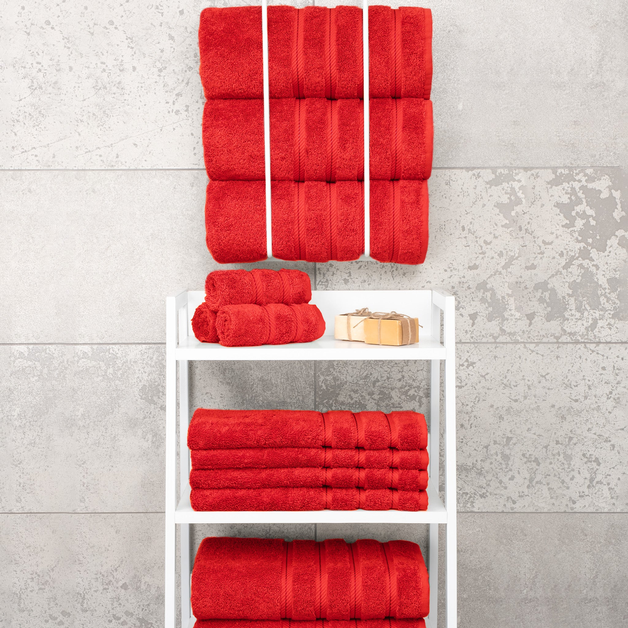 American-softlinen 100% Turkish Cotton 4 Pack Bath Towel Set Wholesale red-7