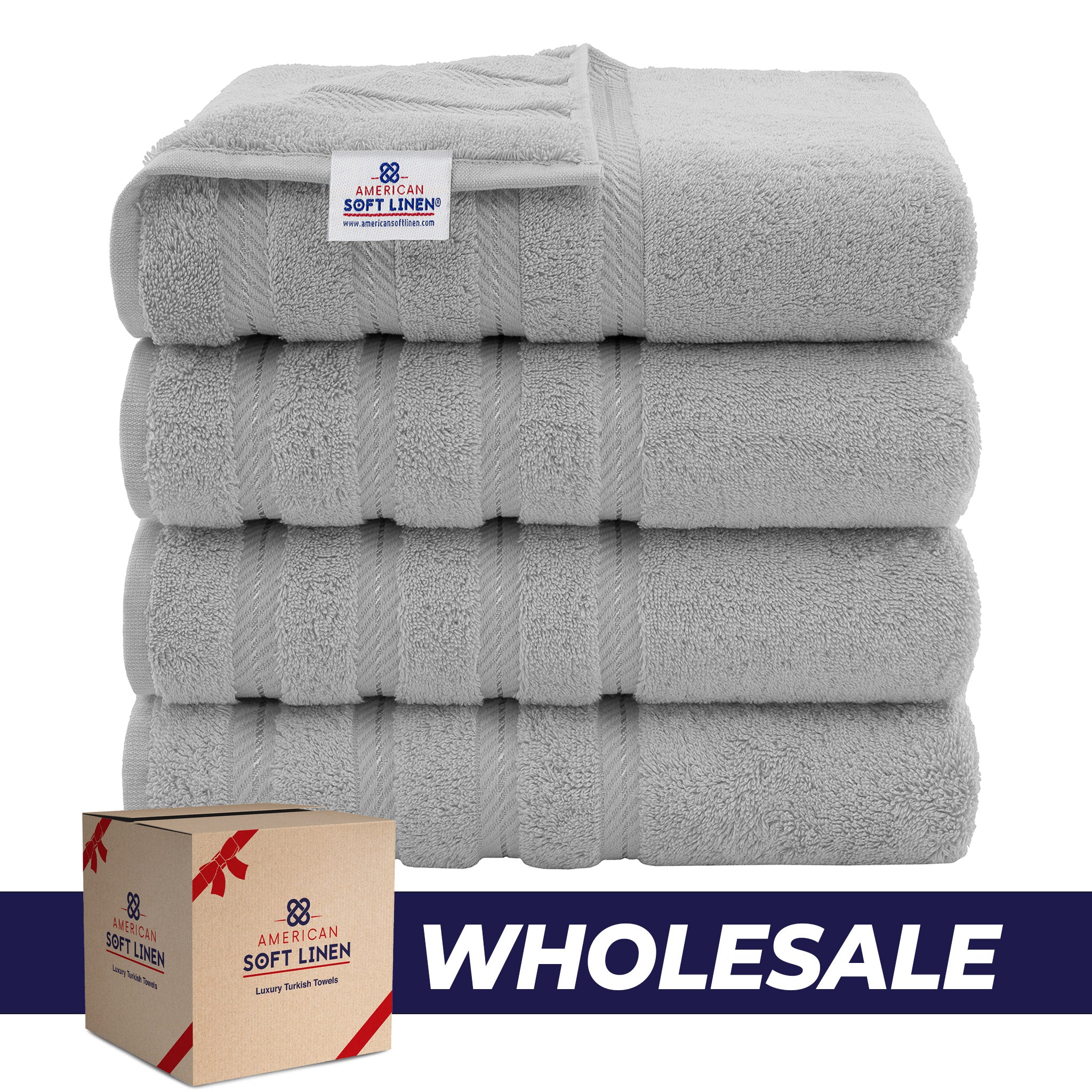 American-softlinen 100% Turkish Cotton 4 Pack Bath Towel Set Wholesale rockridge-gray-0