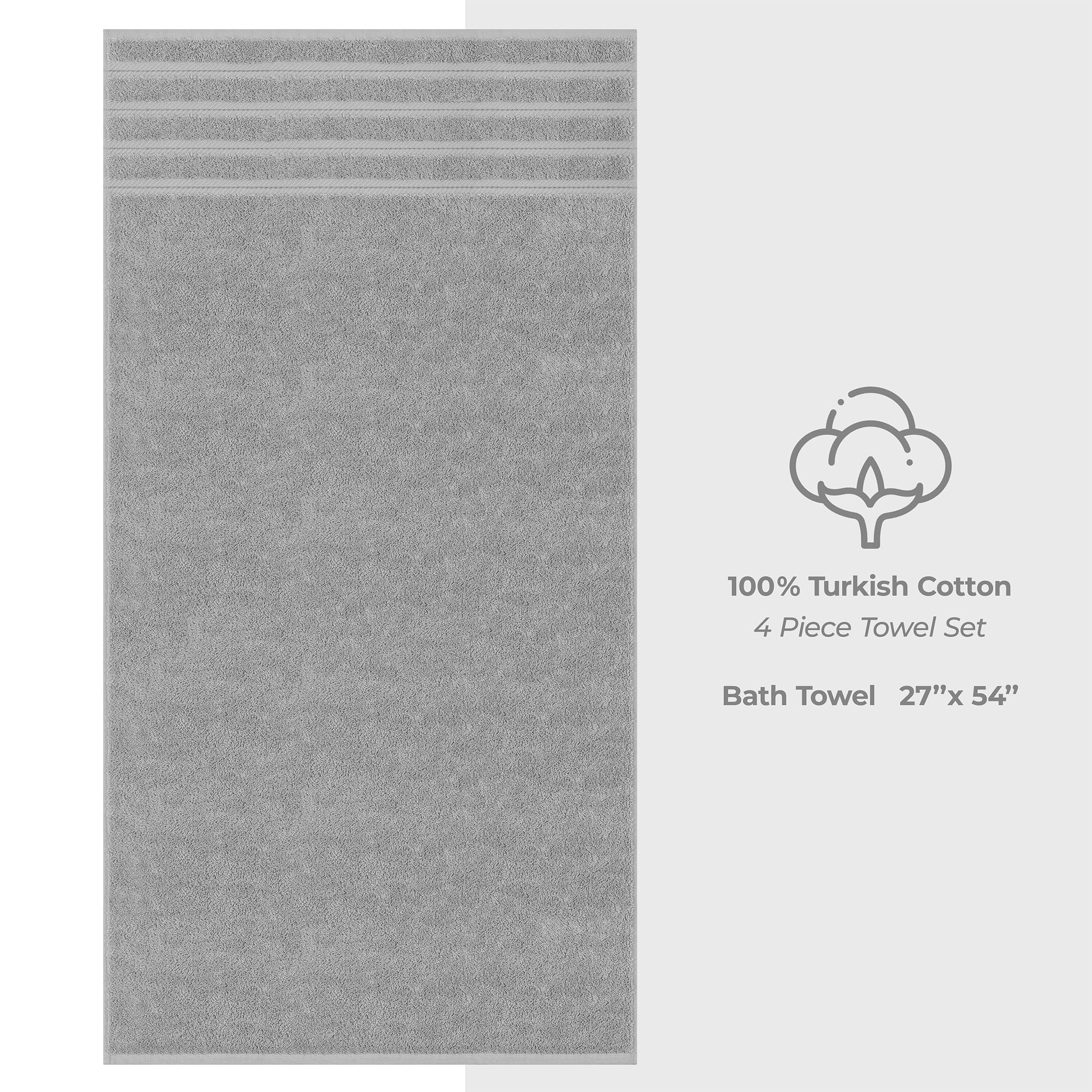 American-softlinen 100% Turkish Cotton 4 Pack Bath Towel Set Wholesale rockridge-gray-4