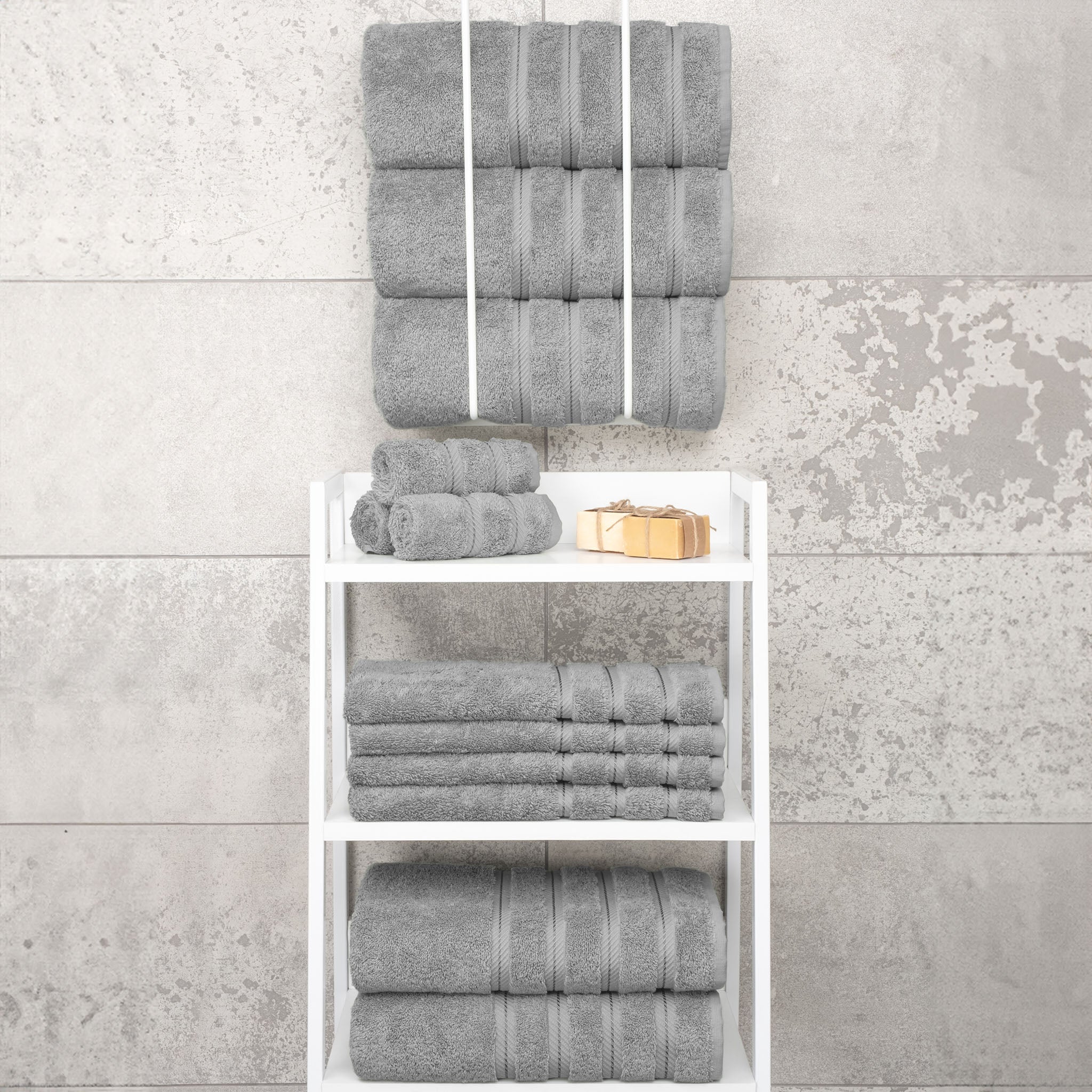 American-softlinen 100% Turkish Cotton 4 Pack Bath Towel Set Wholesale rockridge-gray-7
