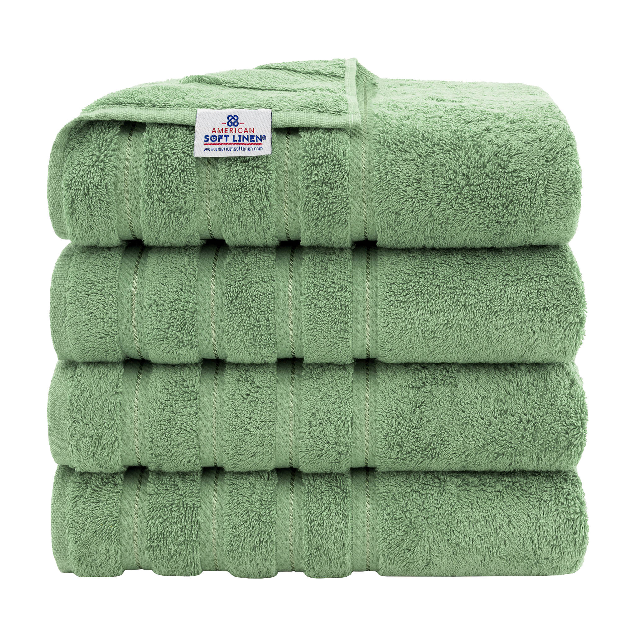 American-softlinen 100% Turkish Cotton 4 Pack Bath Towel Set Wholesale sage-green-1