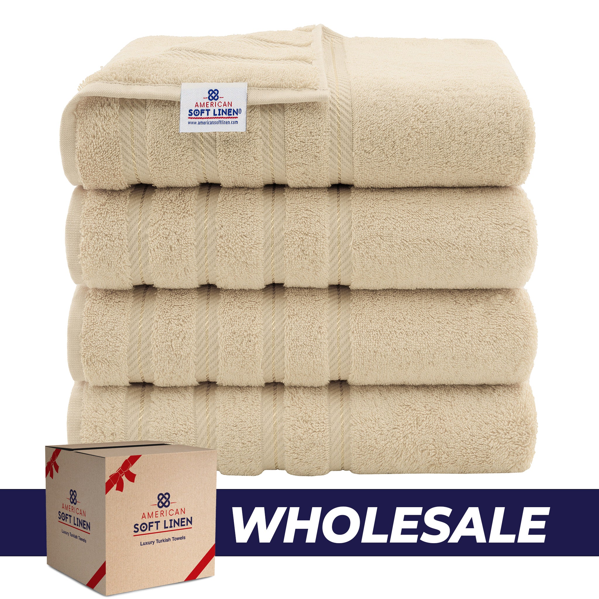 American-softlinen 100% Turkish Cotton 4 Pack Bath Towel Set Wholesale sand-taupe-0